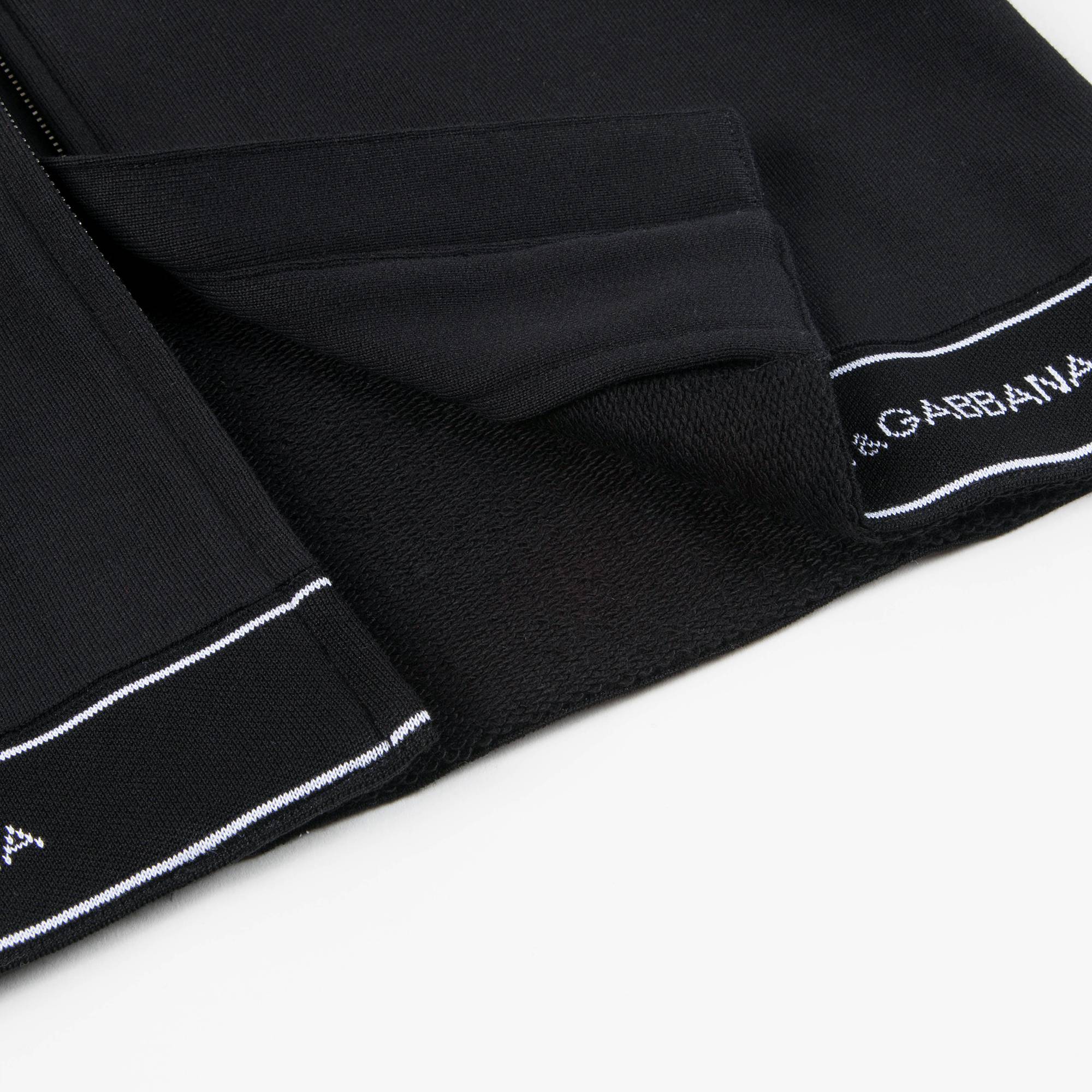 Girls Black Logo Cotton Zip-up Top