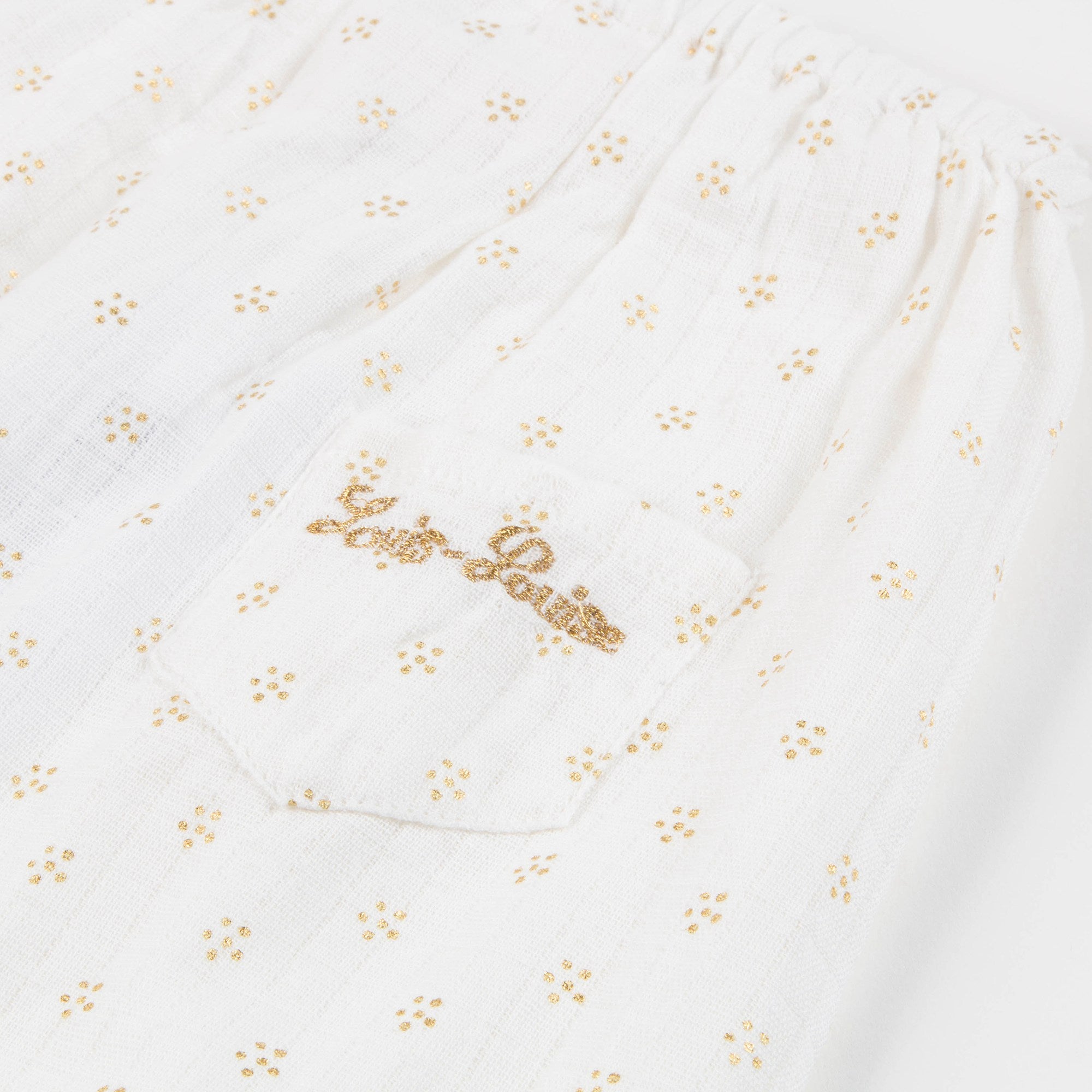 Baby Girls Off White Couche Gold Dots Cotton Trousers
