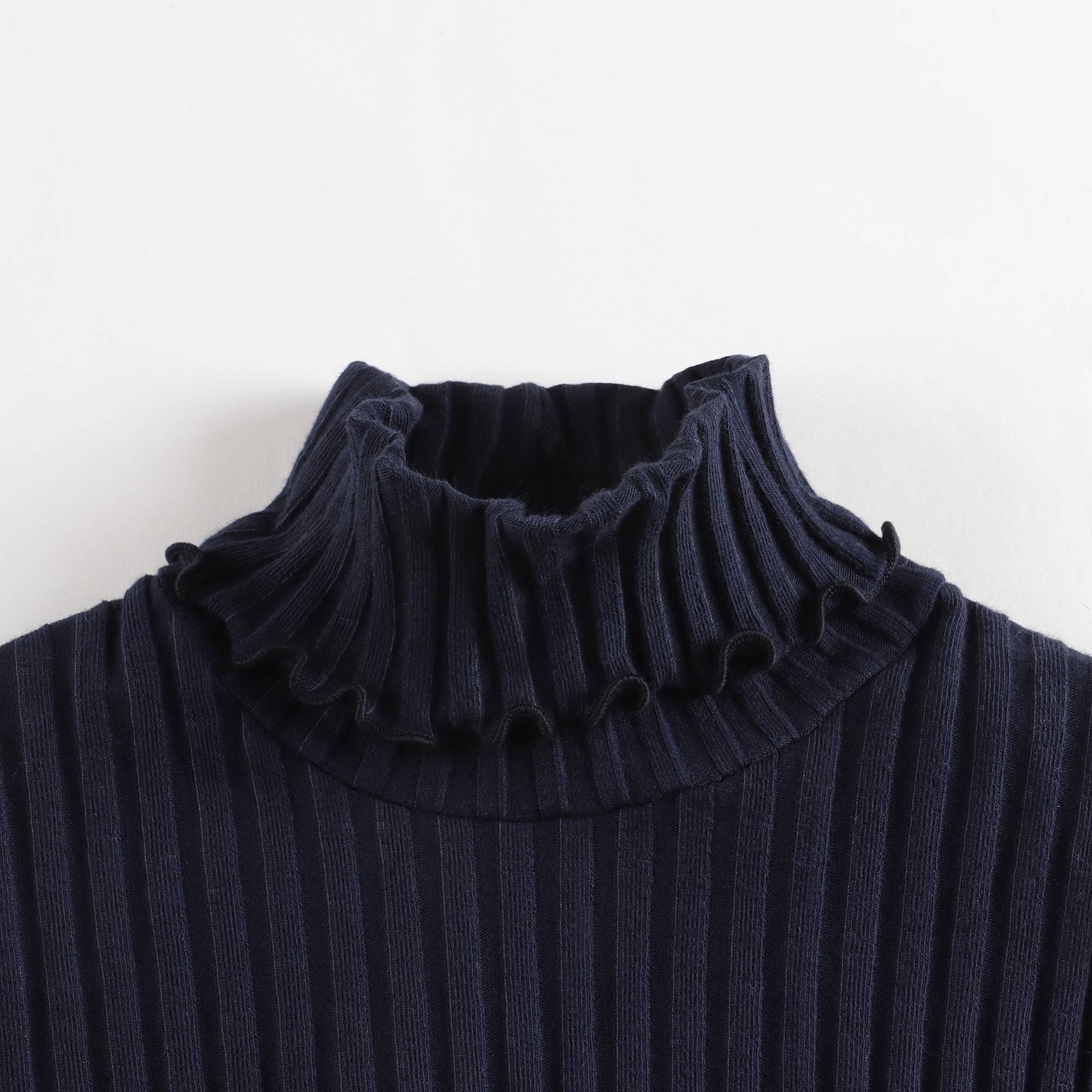 Girls Blue Cotton Turtleneck