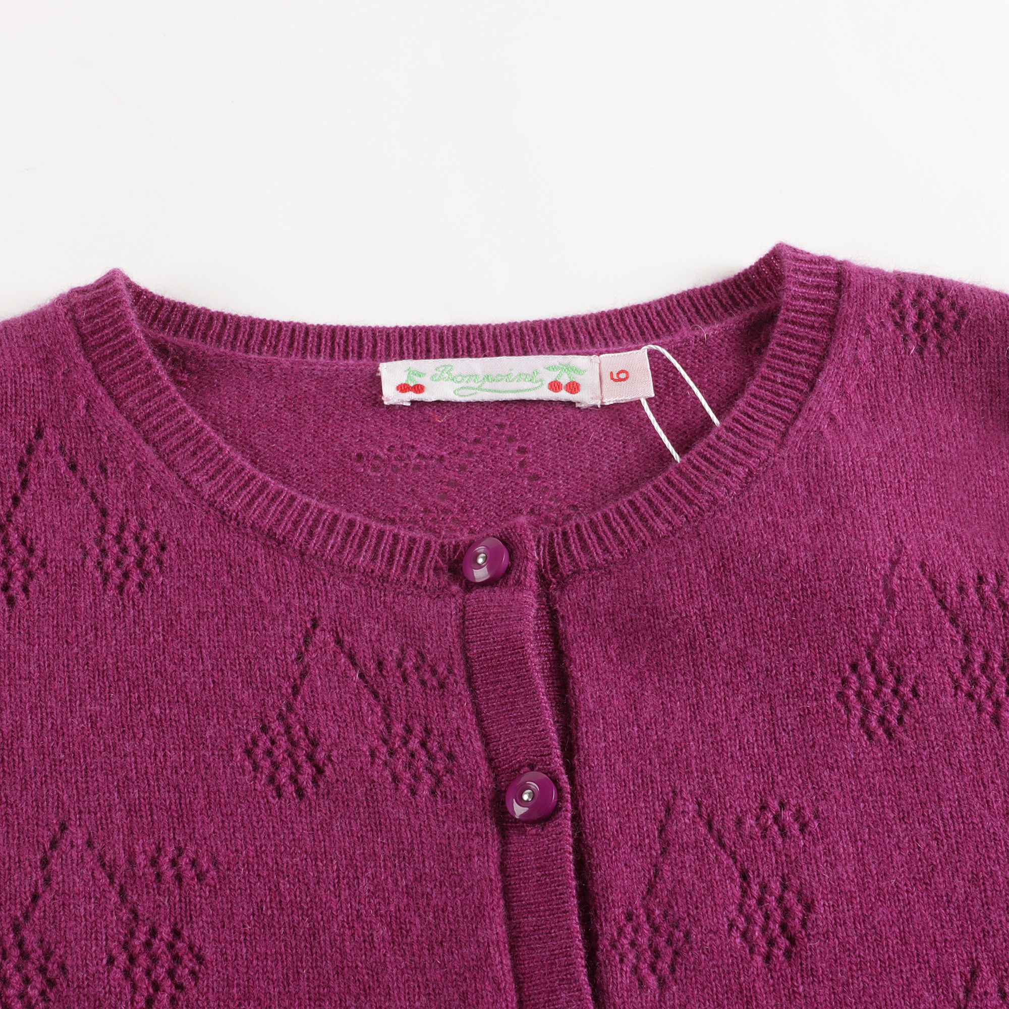 Girls Fuschia Logo Cashmere Cardigan