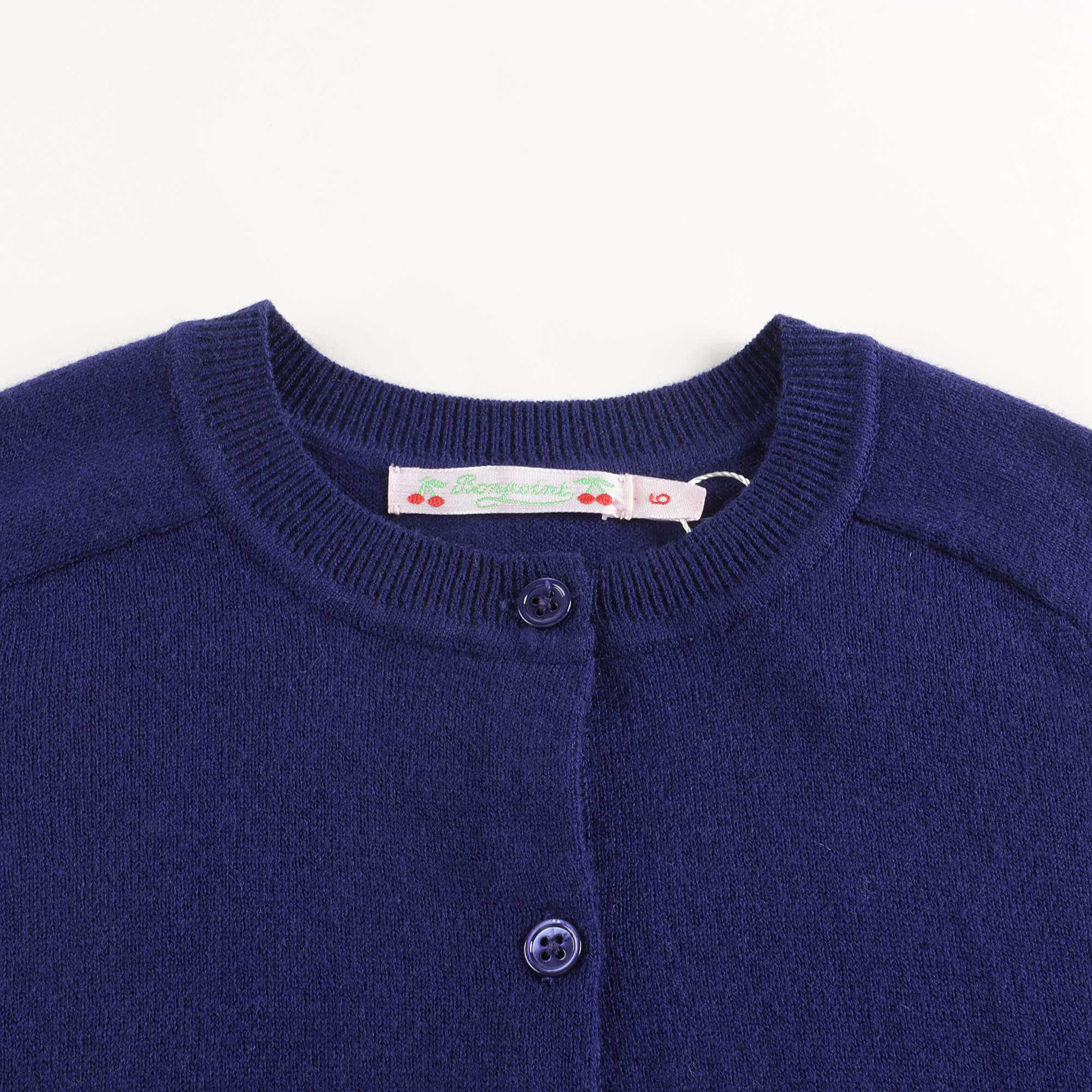 Girls Blue Logo Wool Cardigan