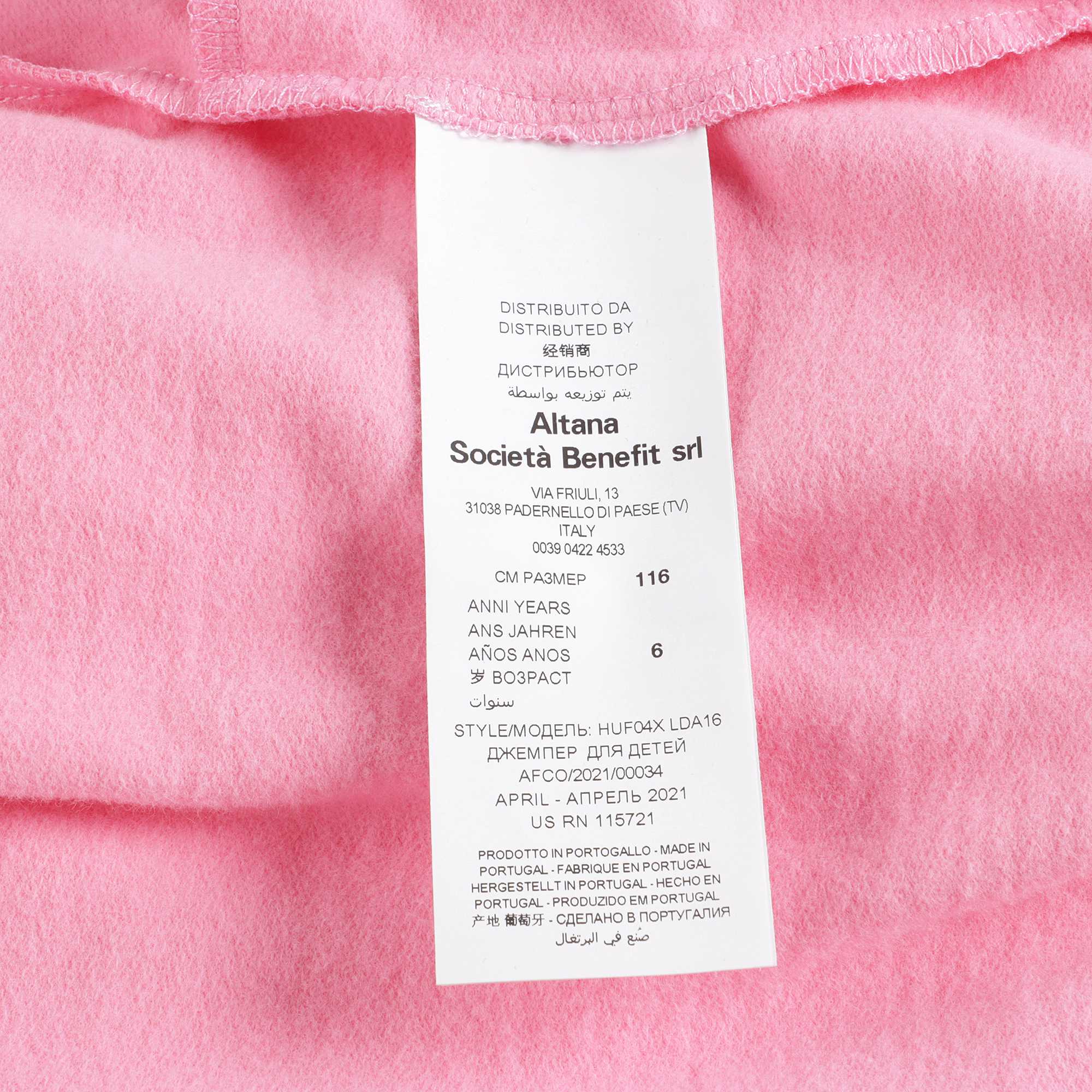 Girls Pink Logo Cotton Sweatshirt