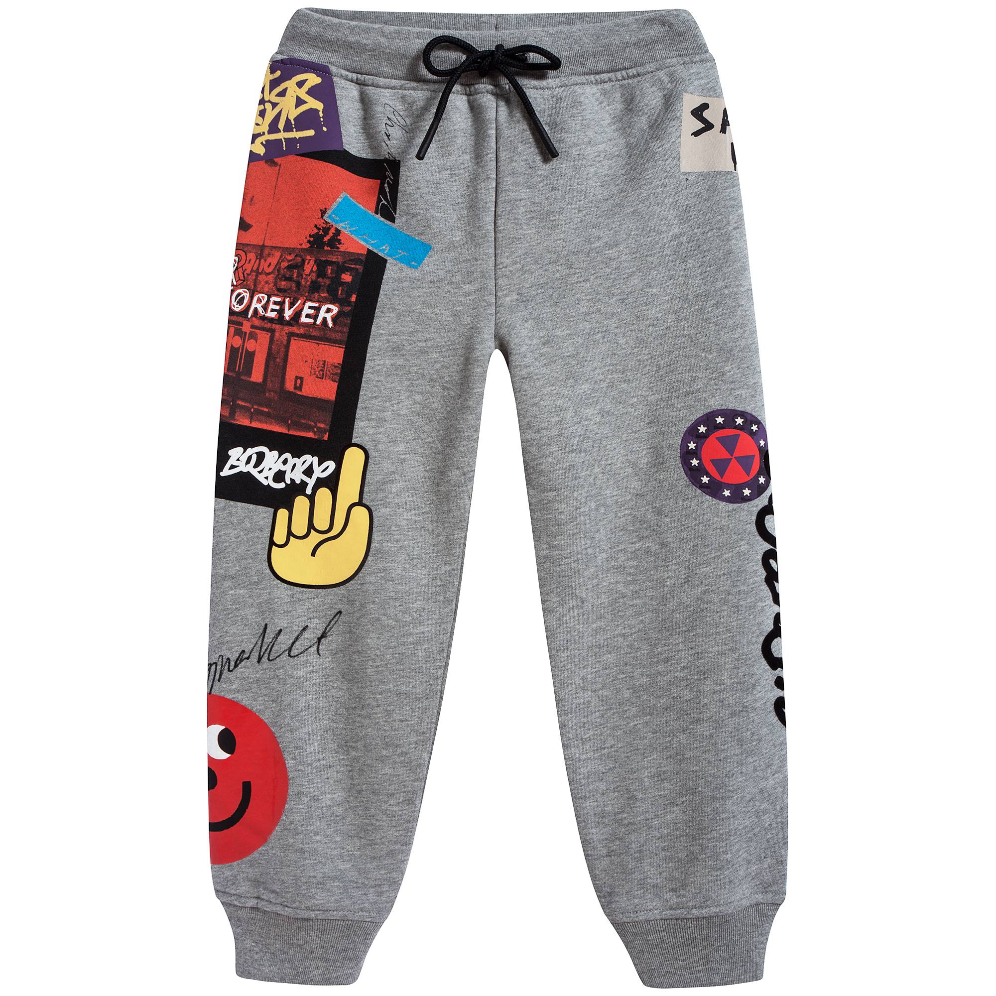Girls Grey Melange Cotton Trousers