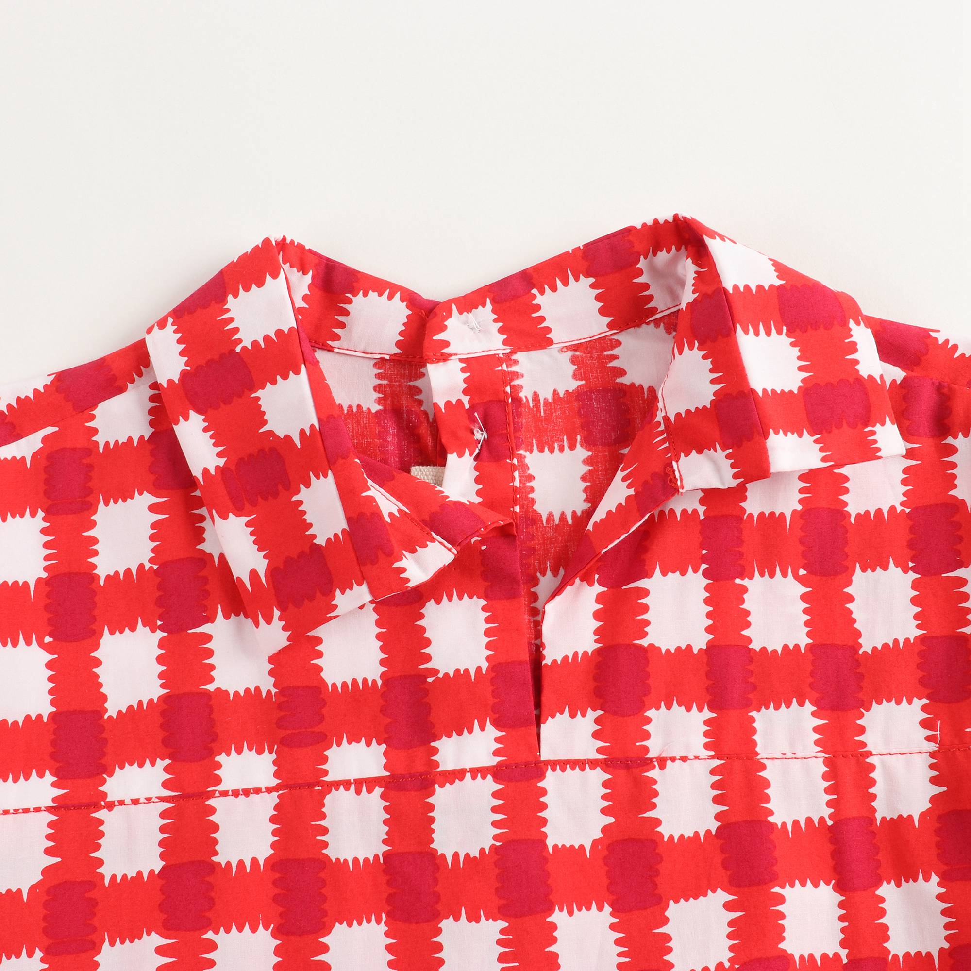 Girls Red Check Cotton Dress
