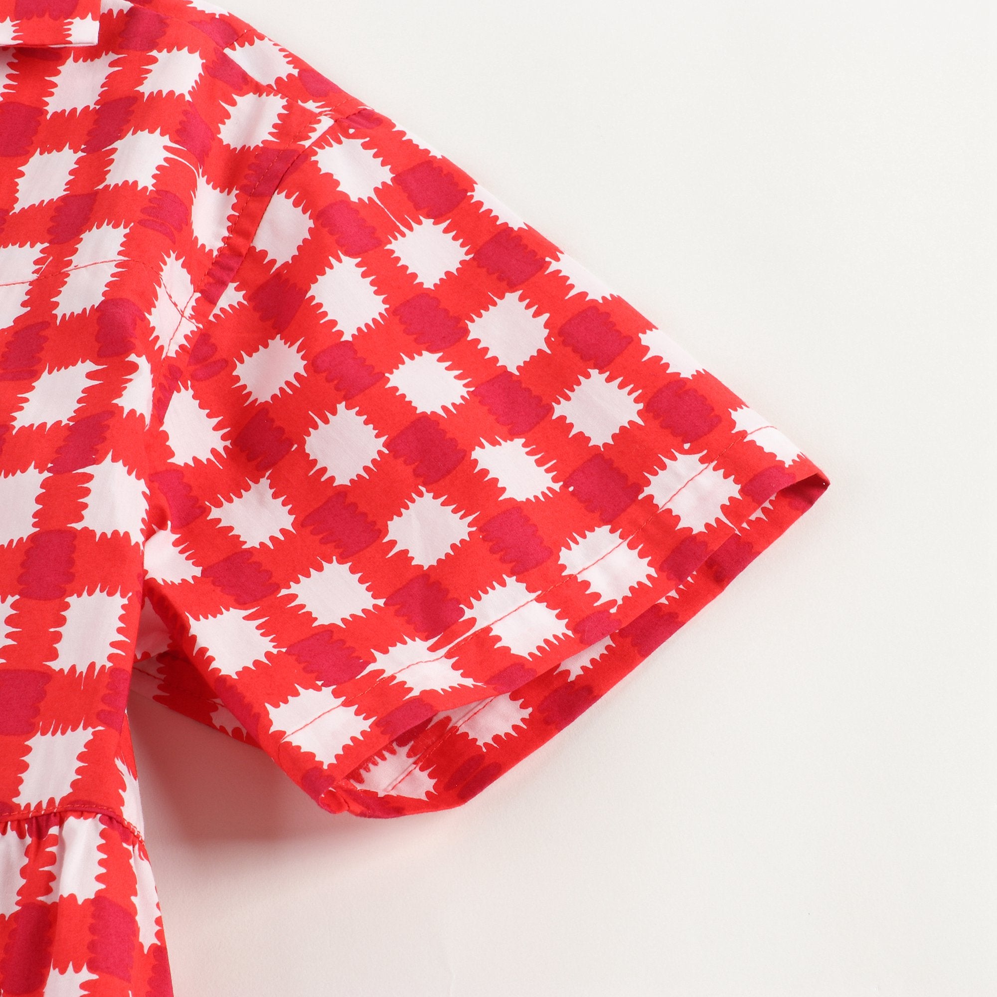 Girls Red Check Cotton Dress