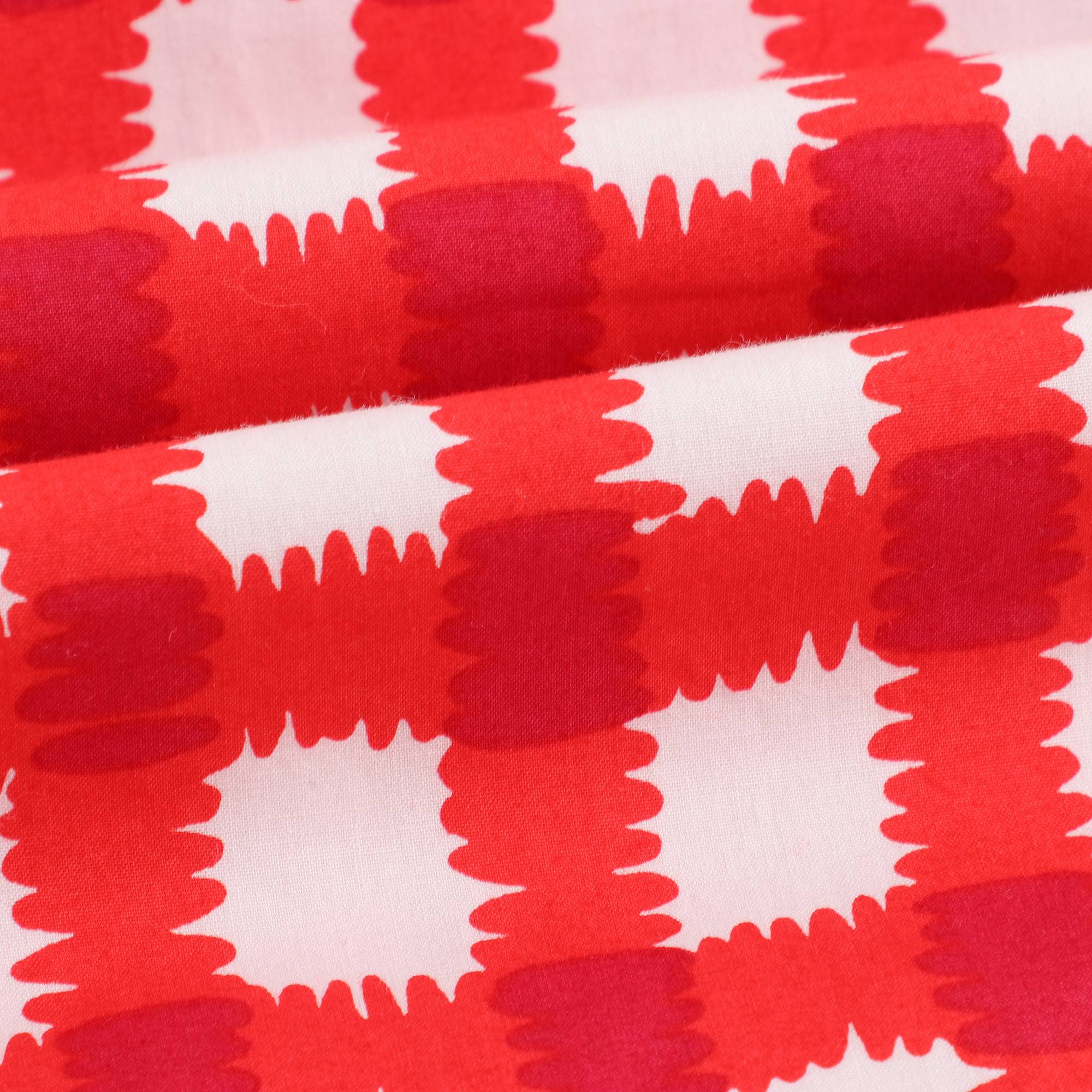 Girls Red Check Cotton Dress