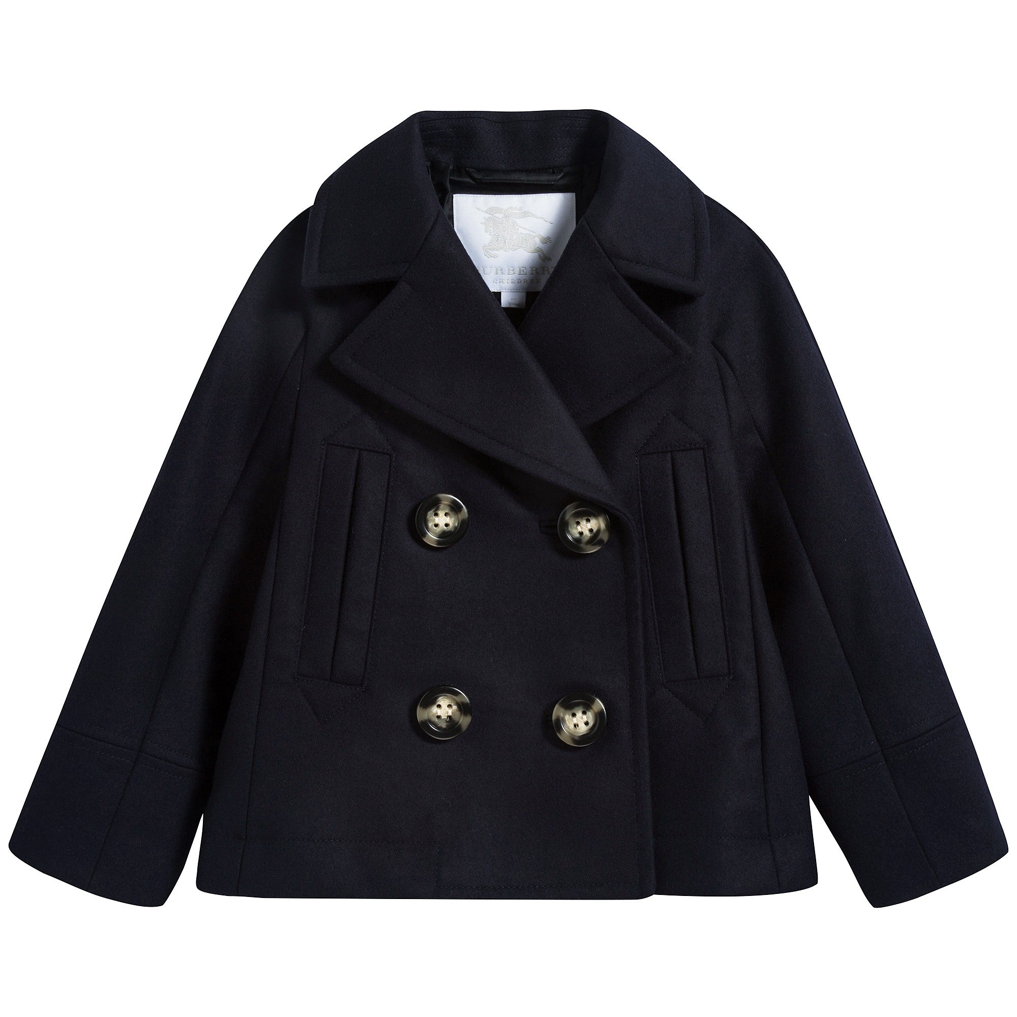 Girls Navy Virgin Wool Coat