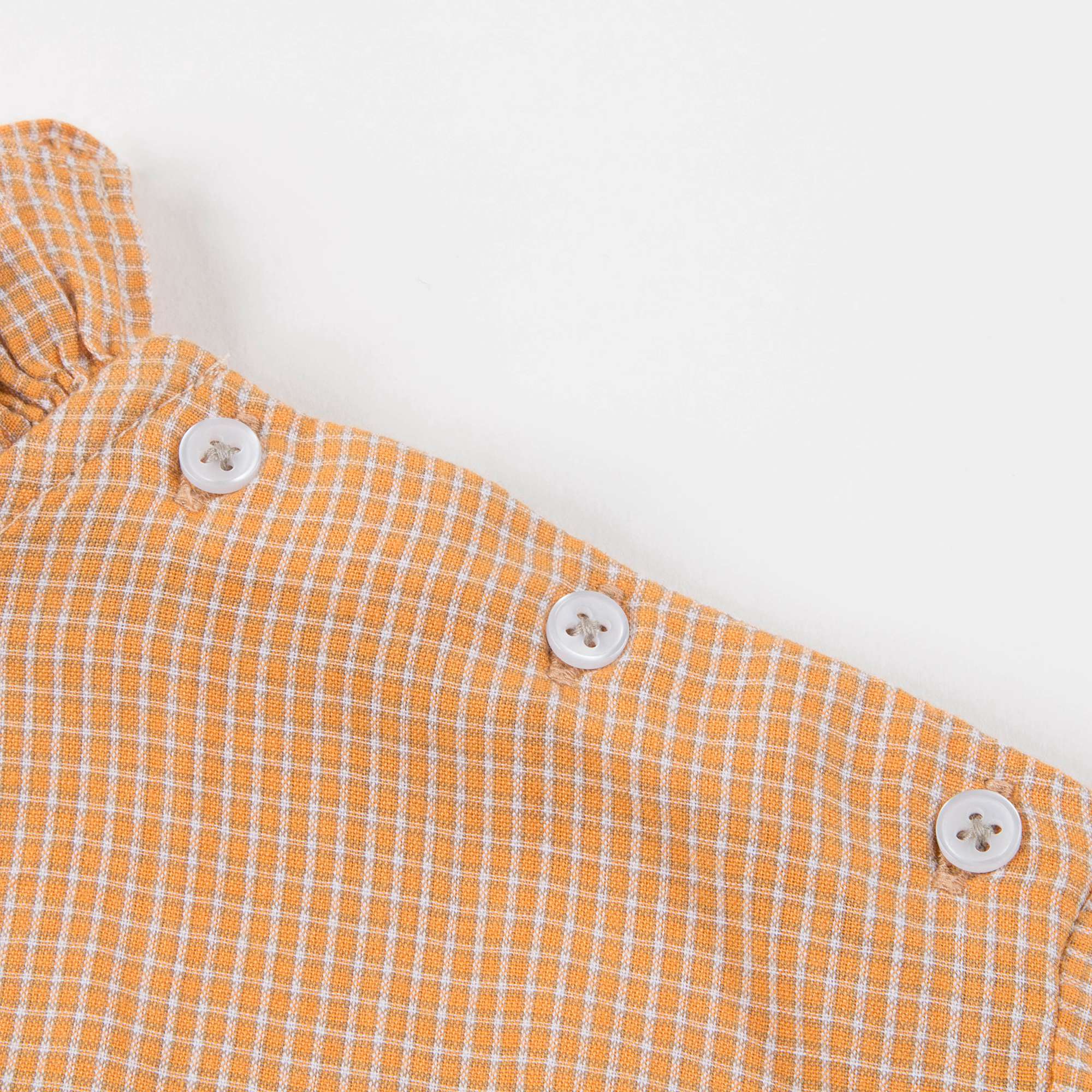 Girls Orange Microcheck Cotton Woven Blouse