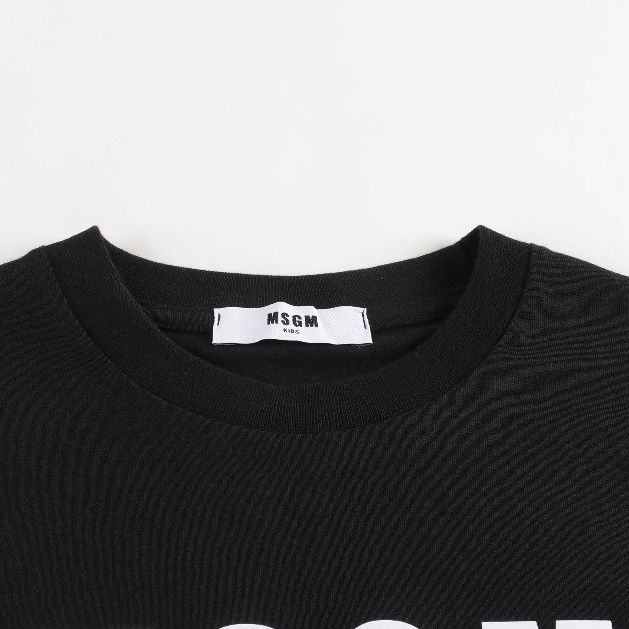 Girls Black Logo Cotton T-Shirt