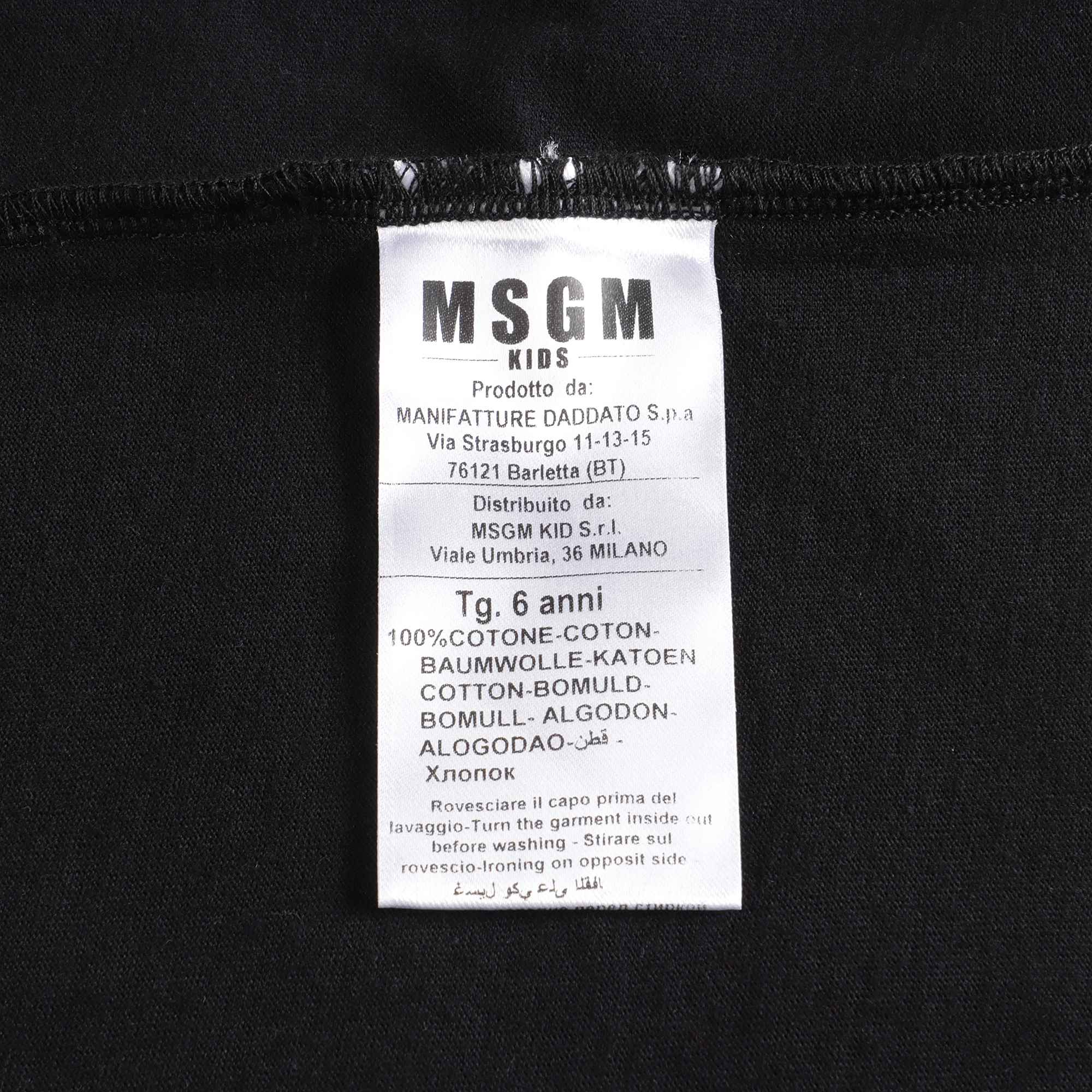 Girls Black Logo Cotton T-Shirt