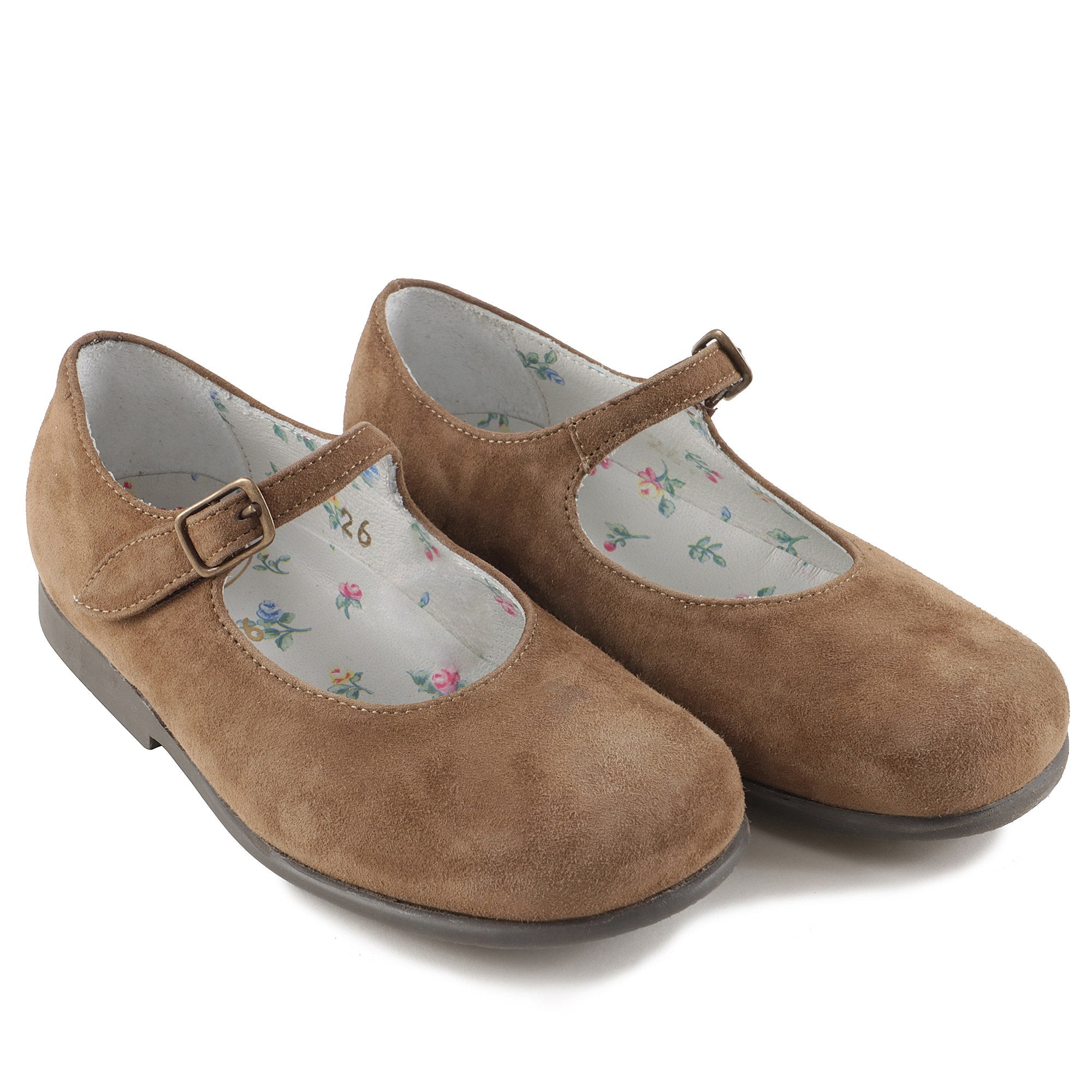 Girls Brown Leather Flat Shoes