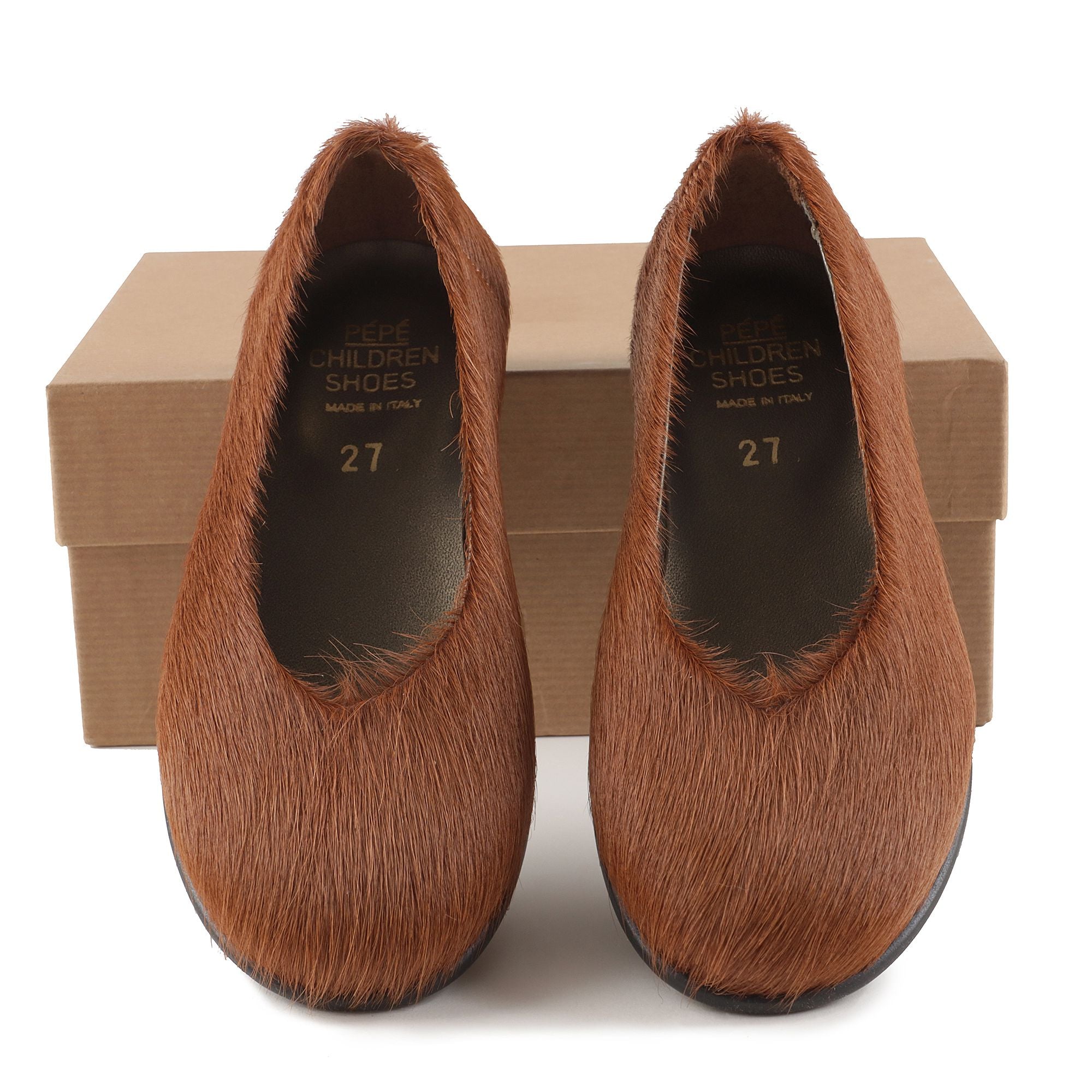 Girls Brown Leather Flat Shoes