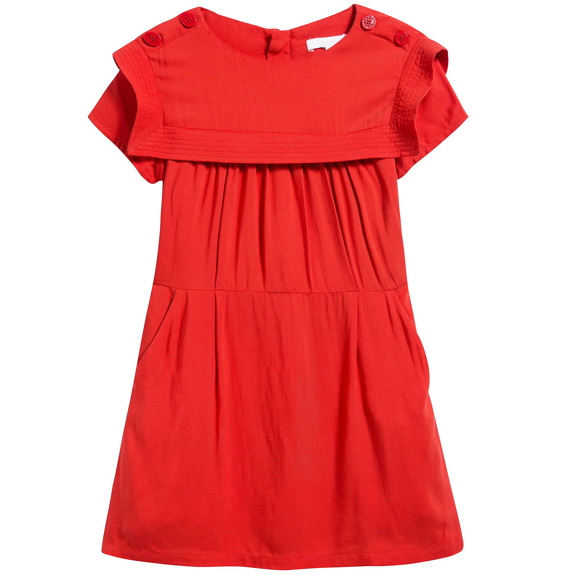 Girls Red Viscose Dress
