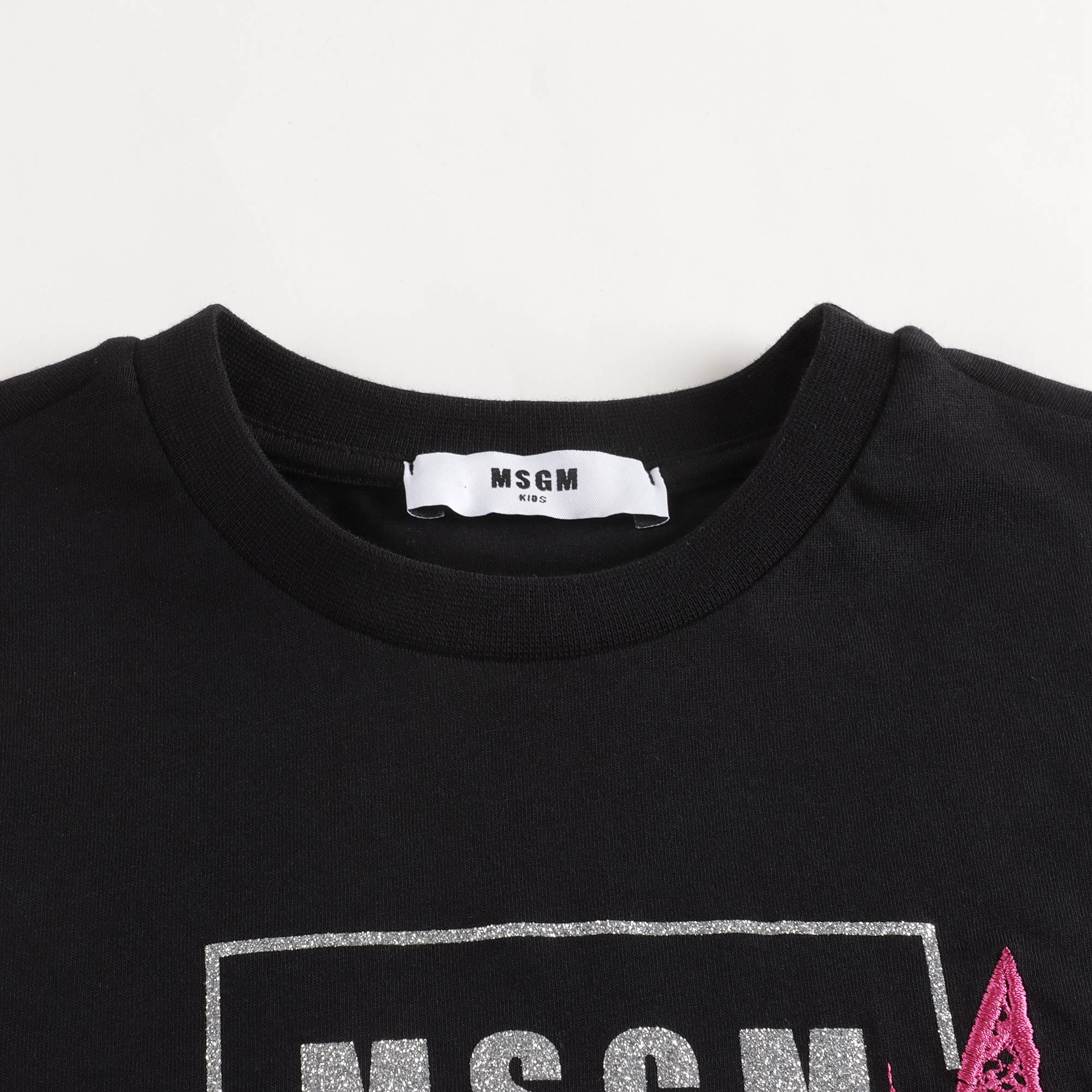 Girls Black Logo Cotton T-Shirt