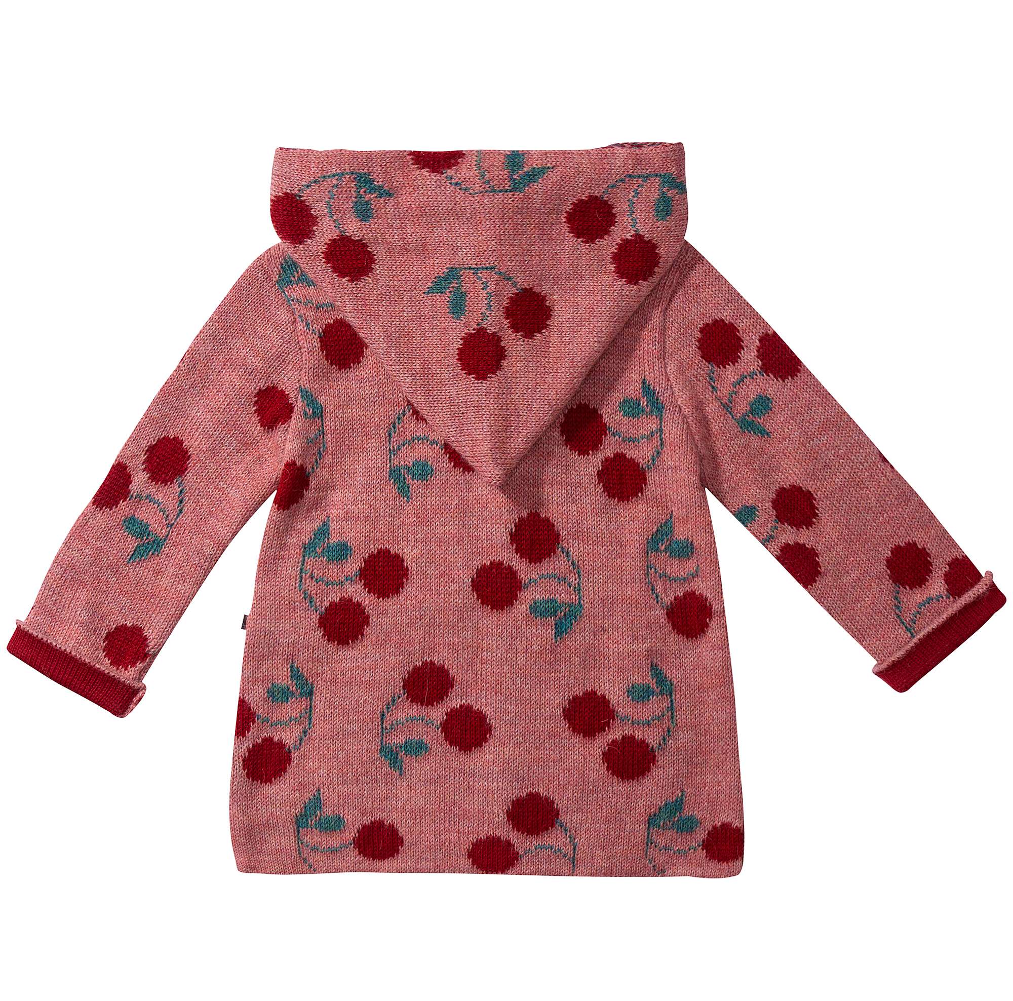 Girls Rose Pink Cherry Alpaca Hooded Coat