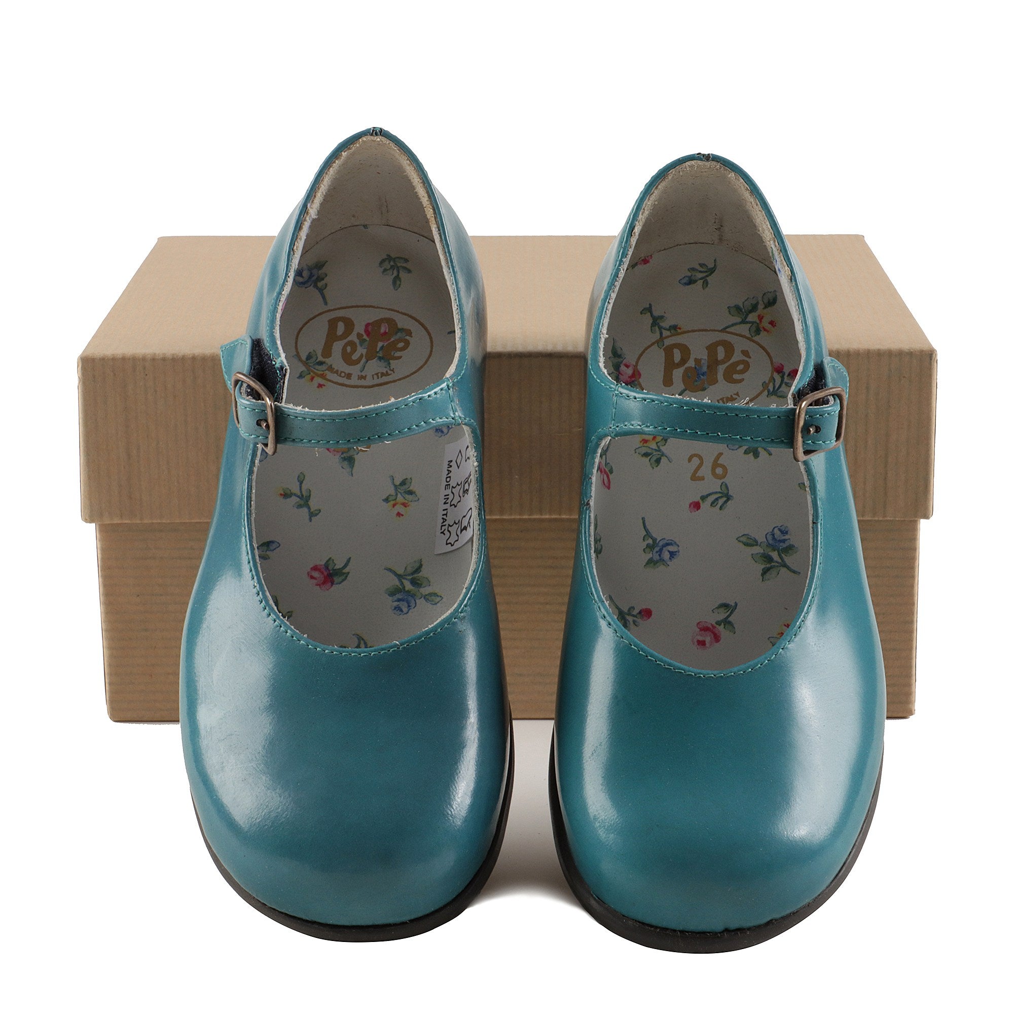 Girls Blue Leather Flat Shoes