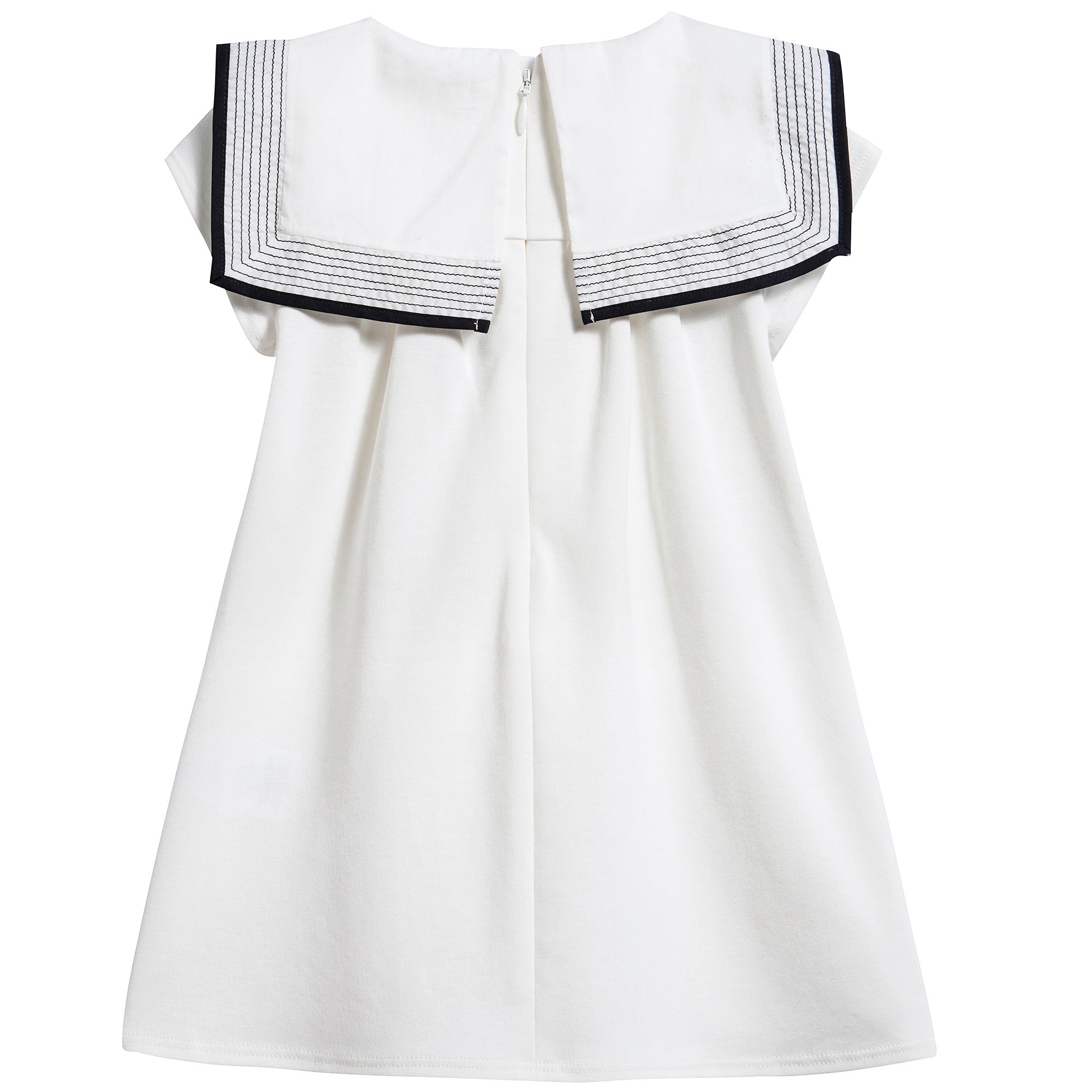 Baby Girls White & Black Striped Cotton Dress