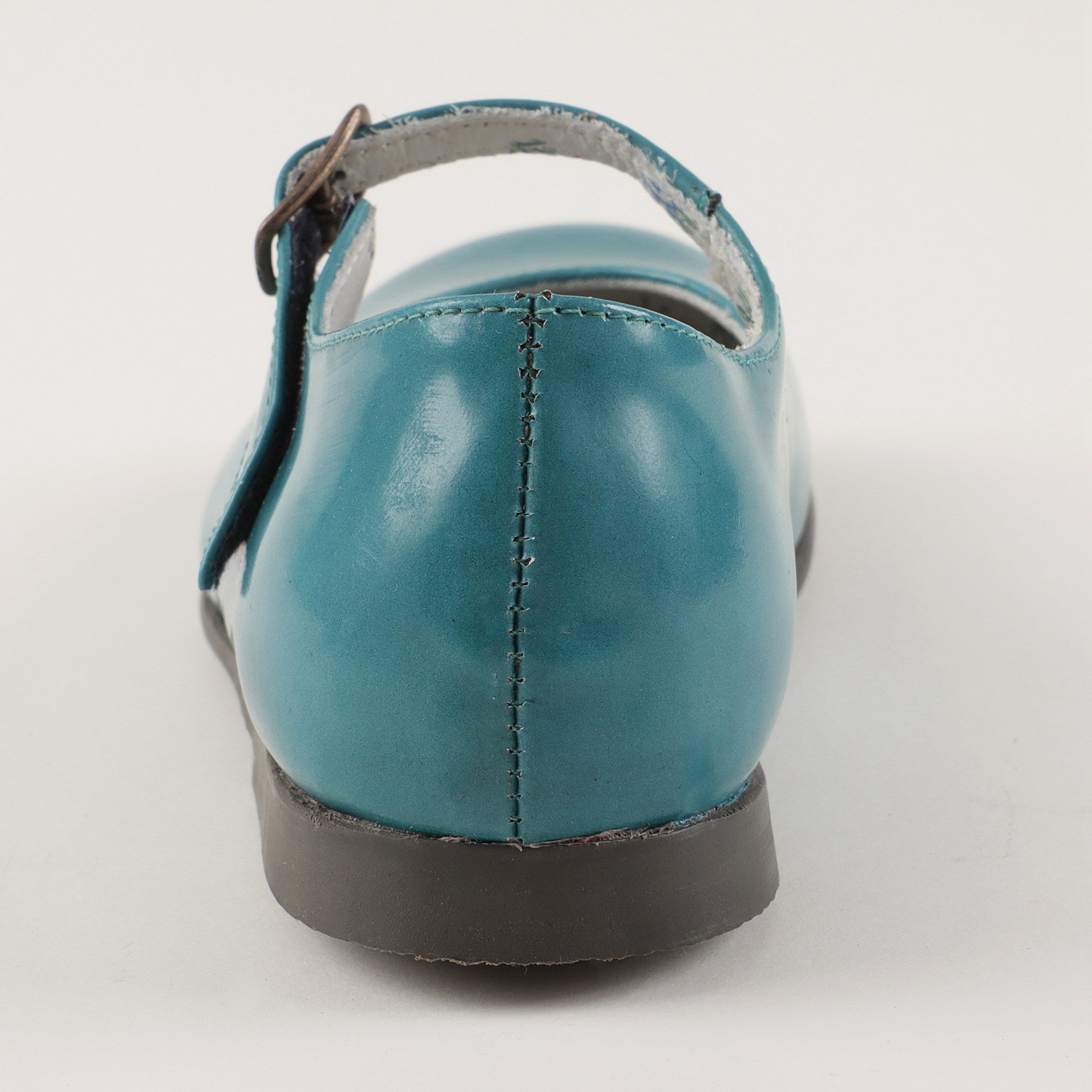 Girls Blue Leather Flat Shoes