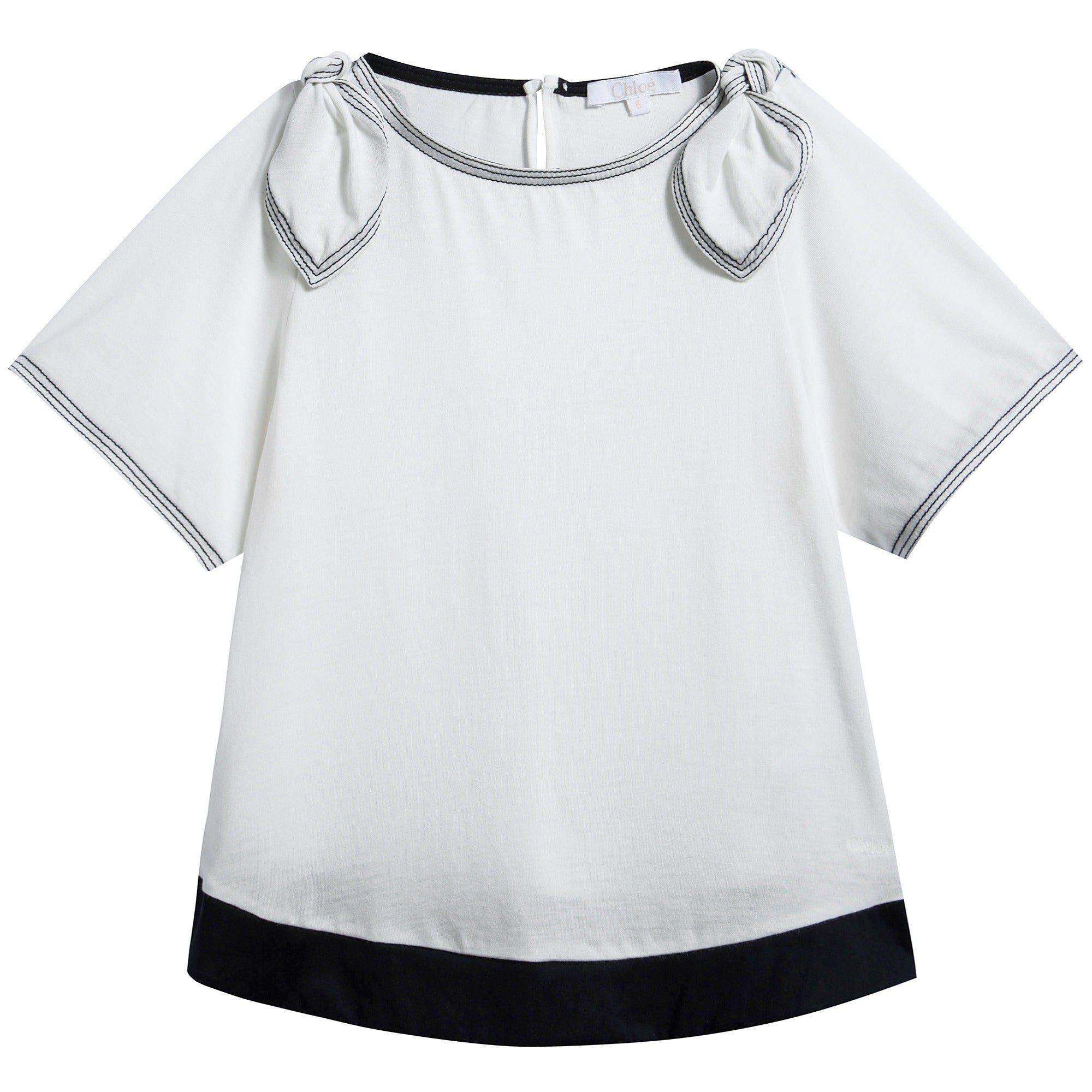 Girls White Cotton T-shirt