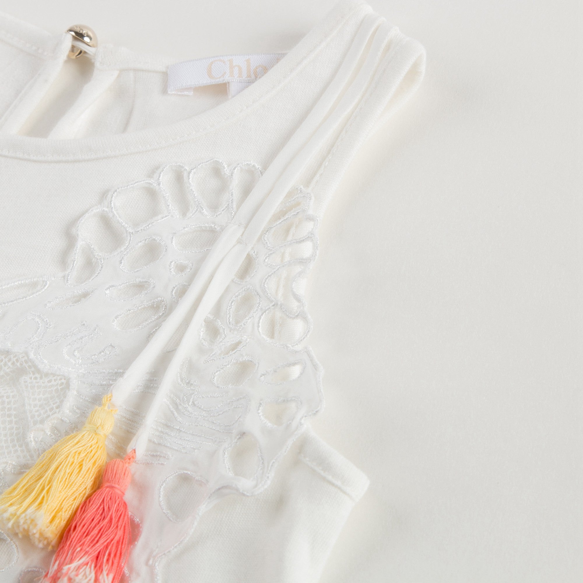 Girls White Butterfly Lace Vest