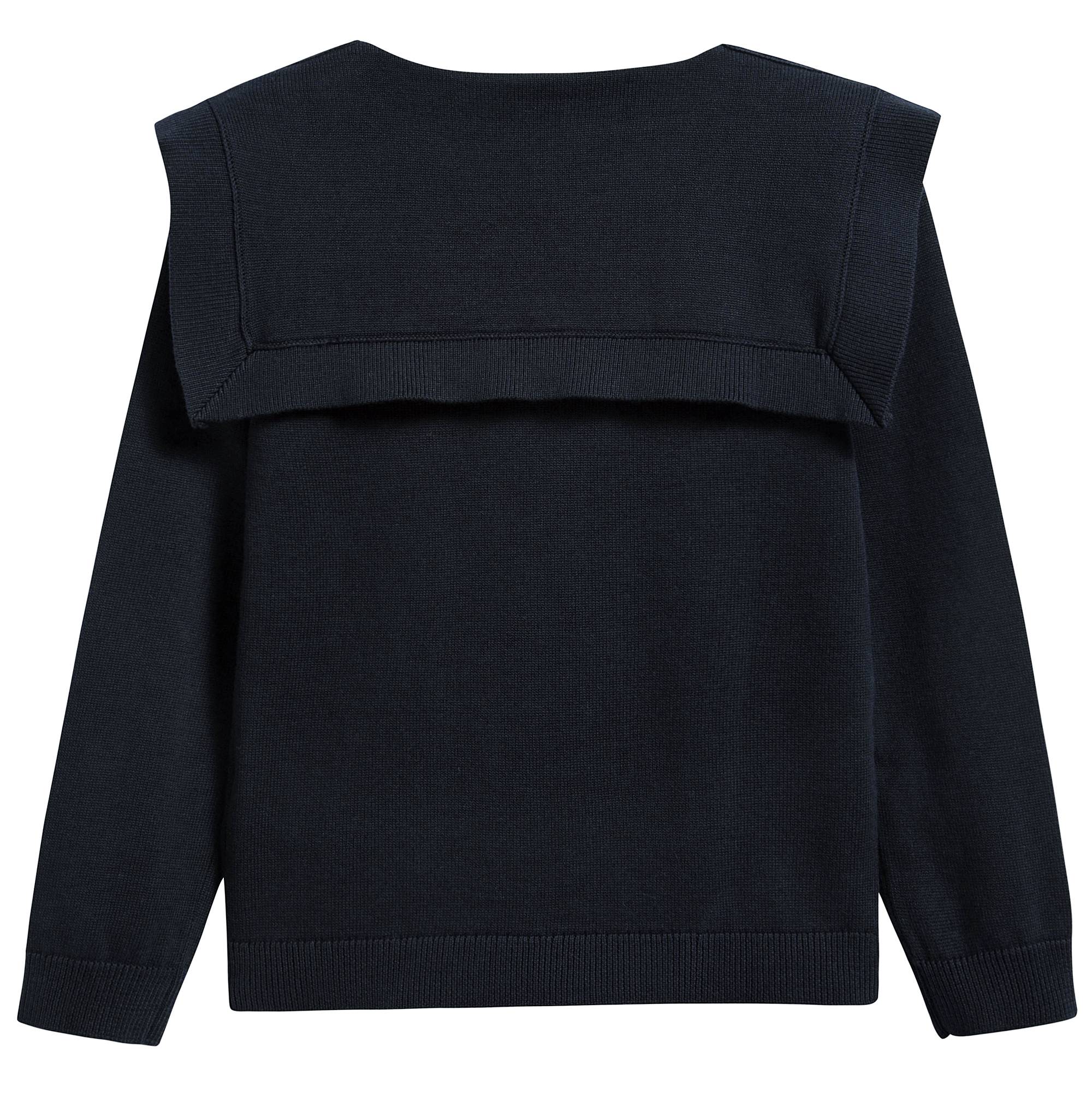 Girls Navy Blue Cotton Swerter