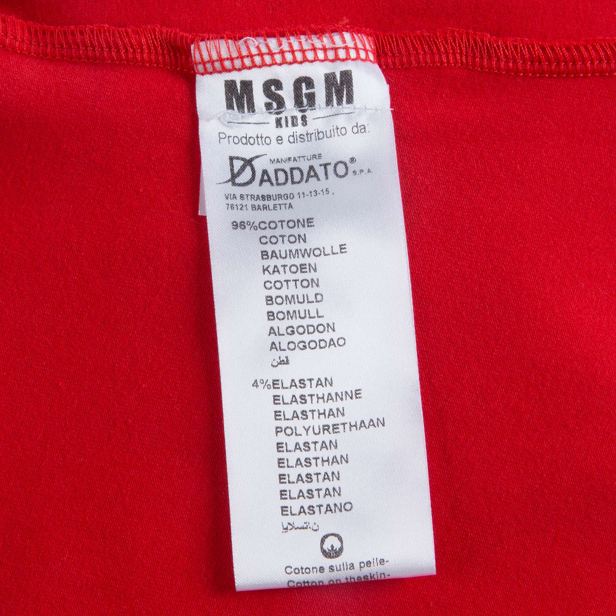 Girls Red Logo Cotton Leggings