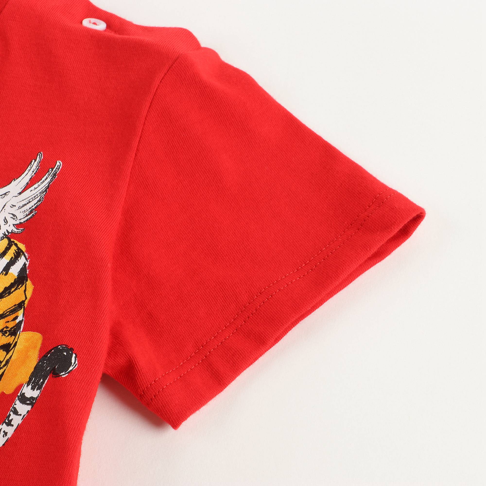 Baby Girls Red Printed Cotton T-shirt
