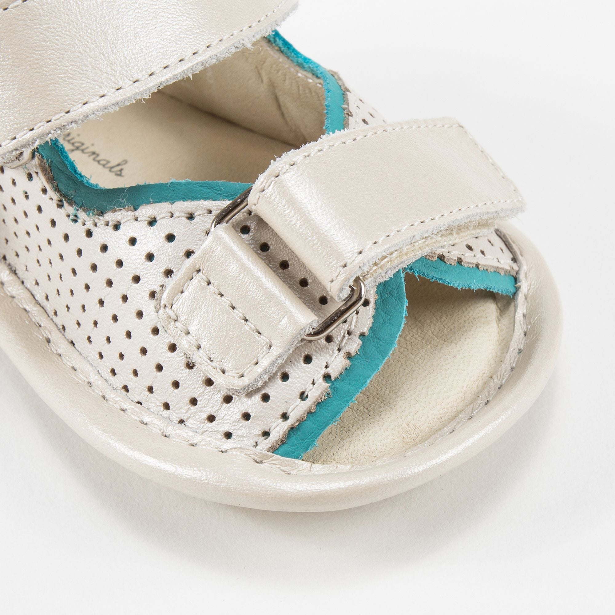 Baby Girls  Antique White Holes Leather Sandal