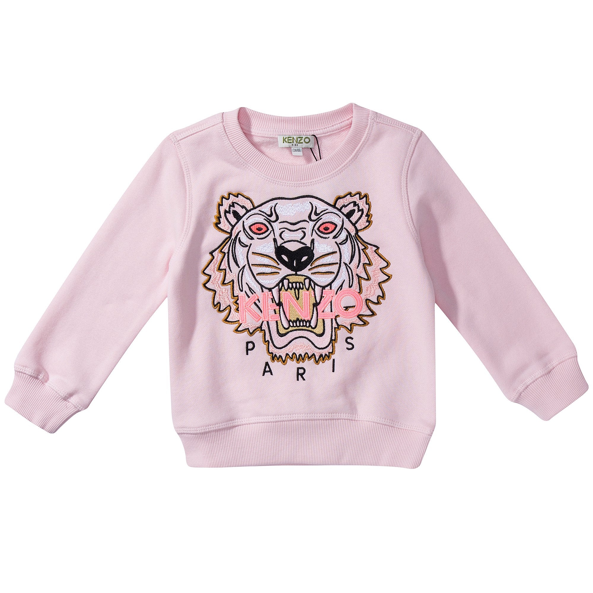 Girls Pink Tiger Printed Cotton Sweatshirt