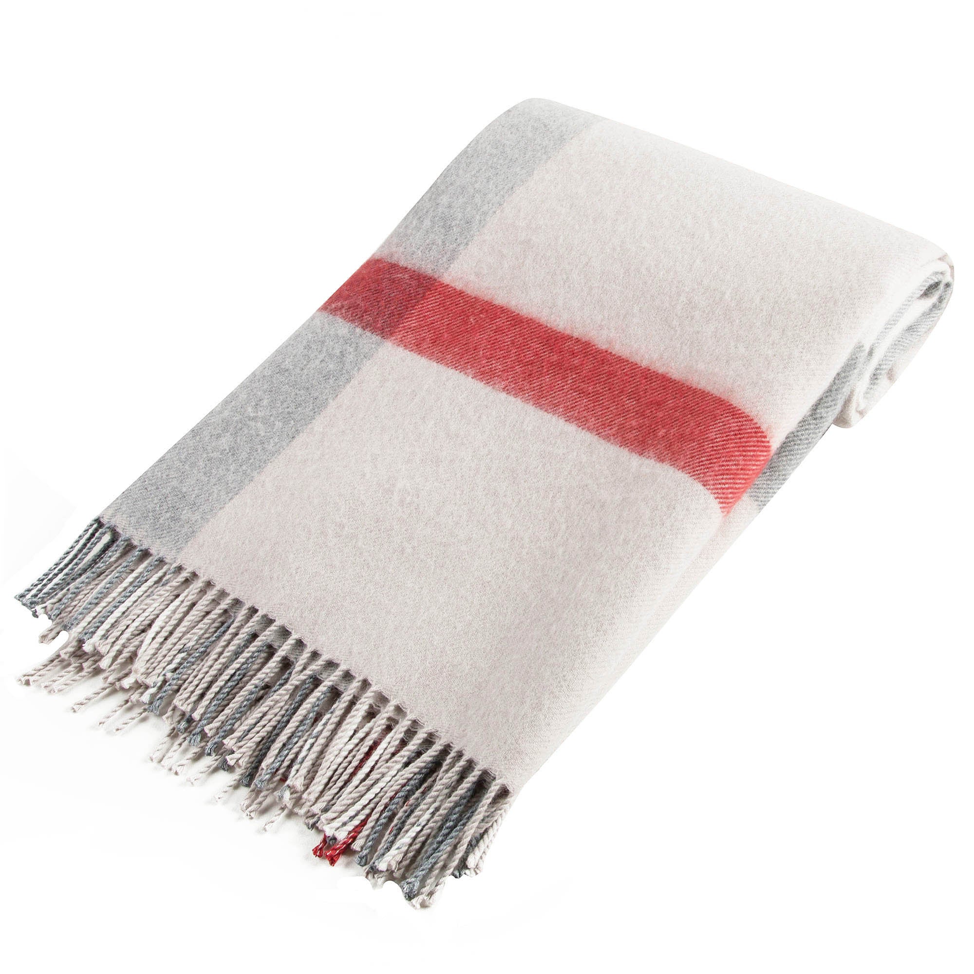 Girls Beige Checked Wool Scarf