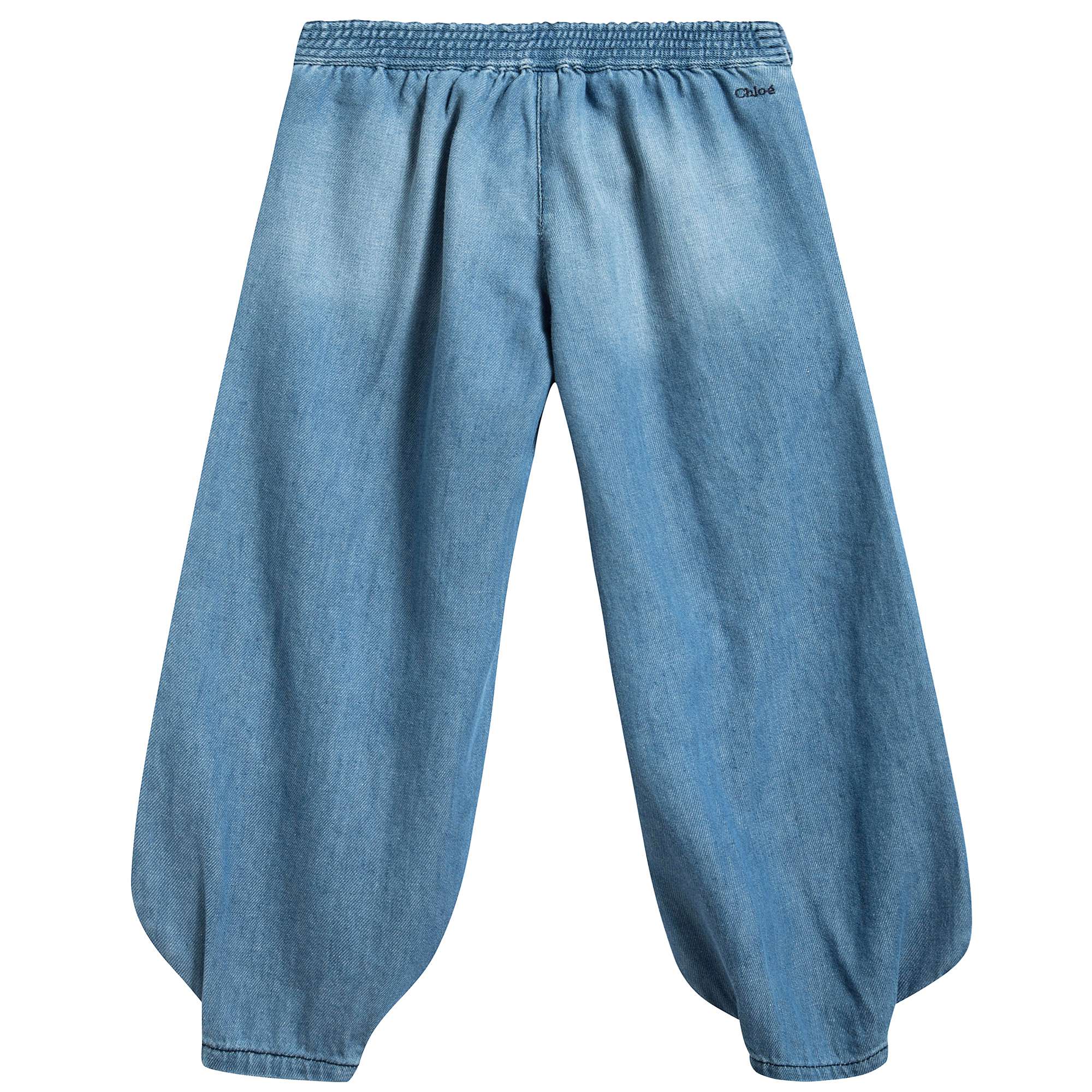 Girls Denim Blue Cotton Trousers