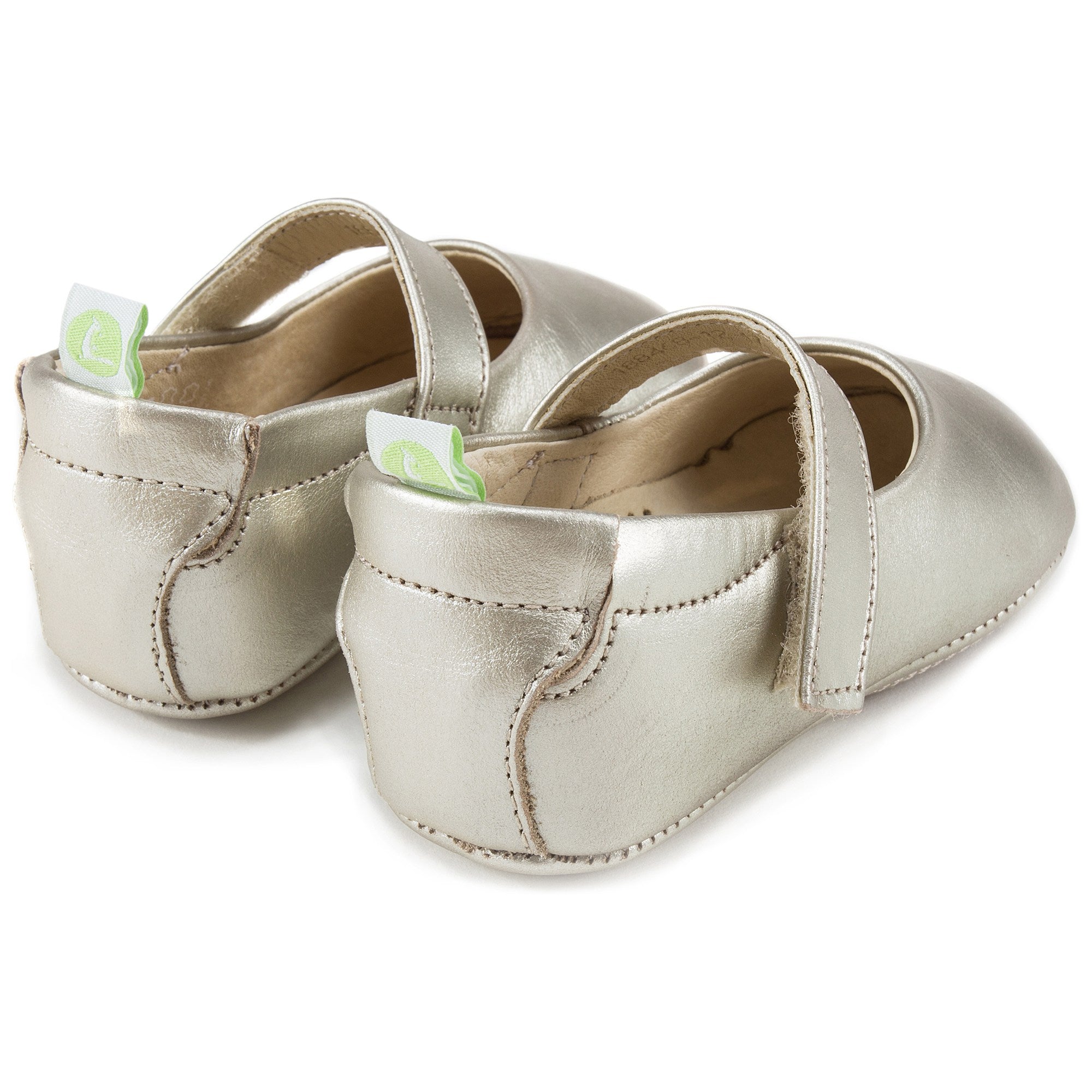 Baby Girls White Gold Leather Shoes