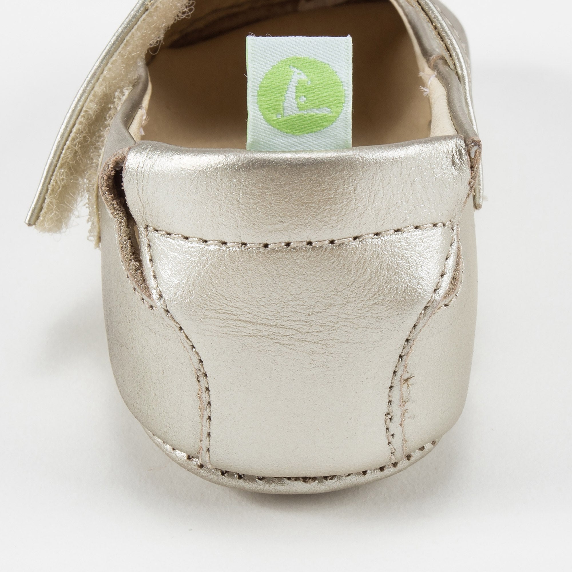 Baby Girls White Gold Leather Shoes