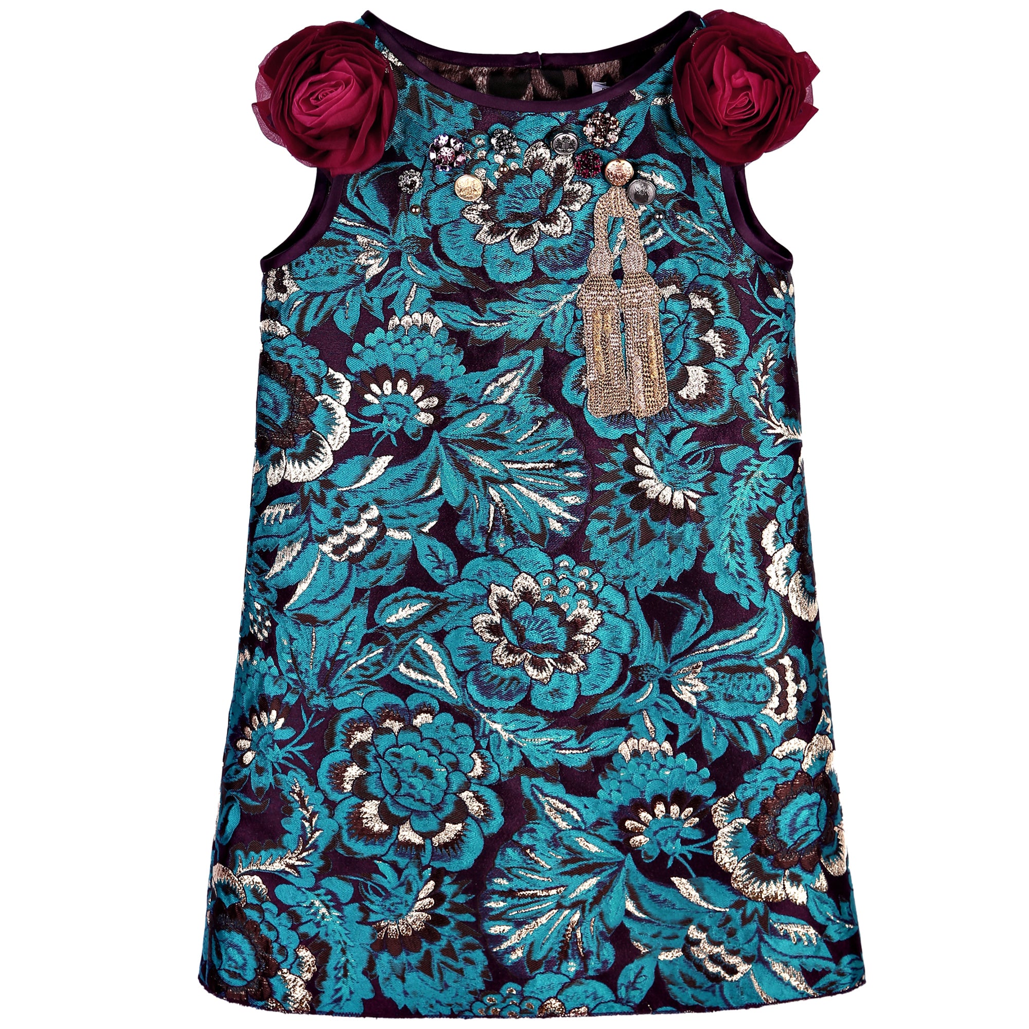Girls Blue Brocade dress
