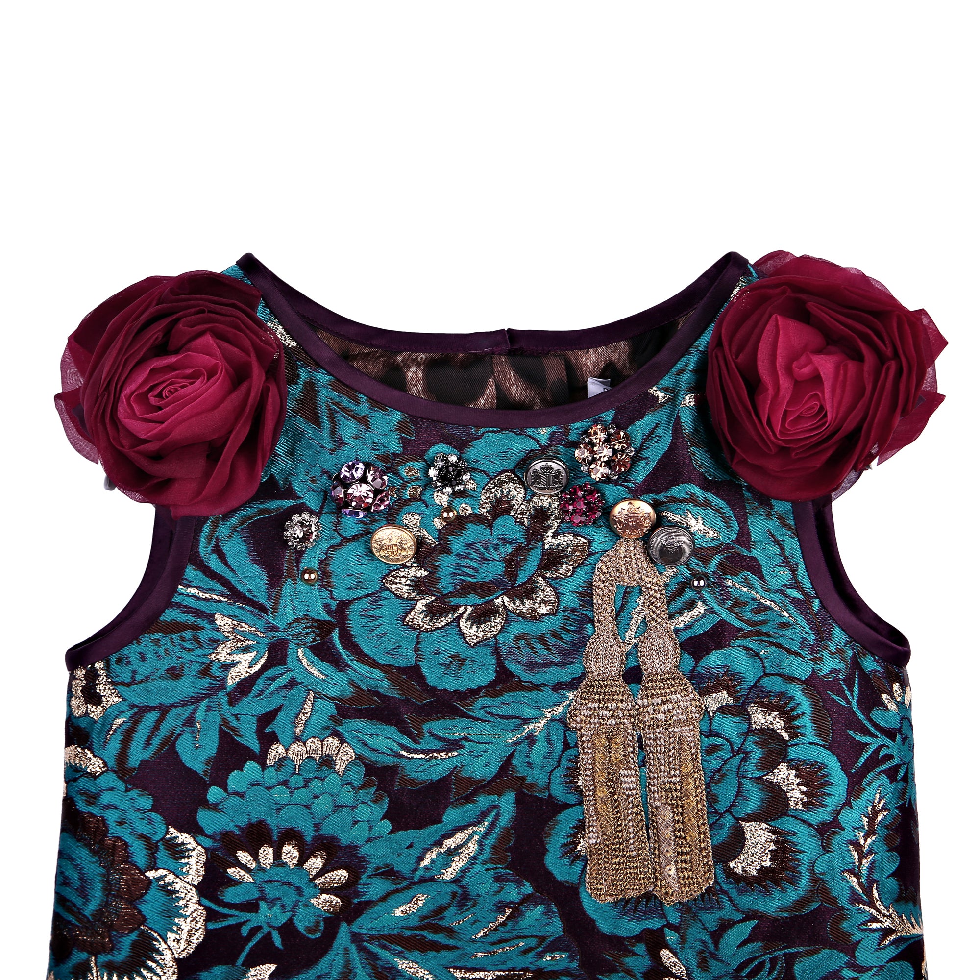 Girls Blue Brocade dress
