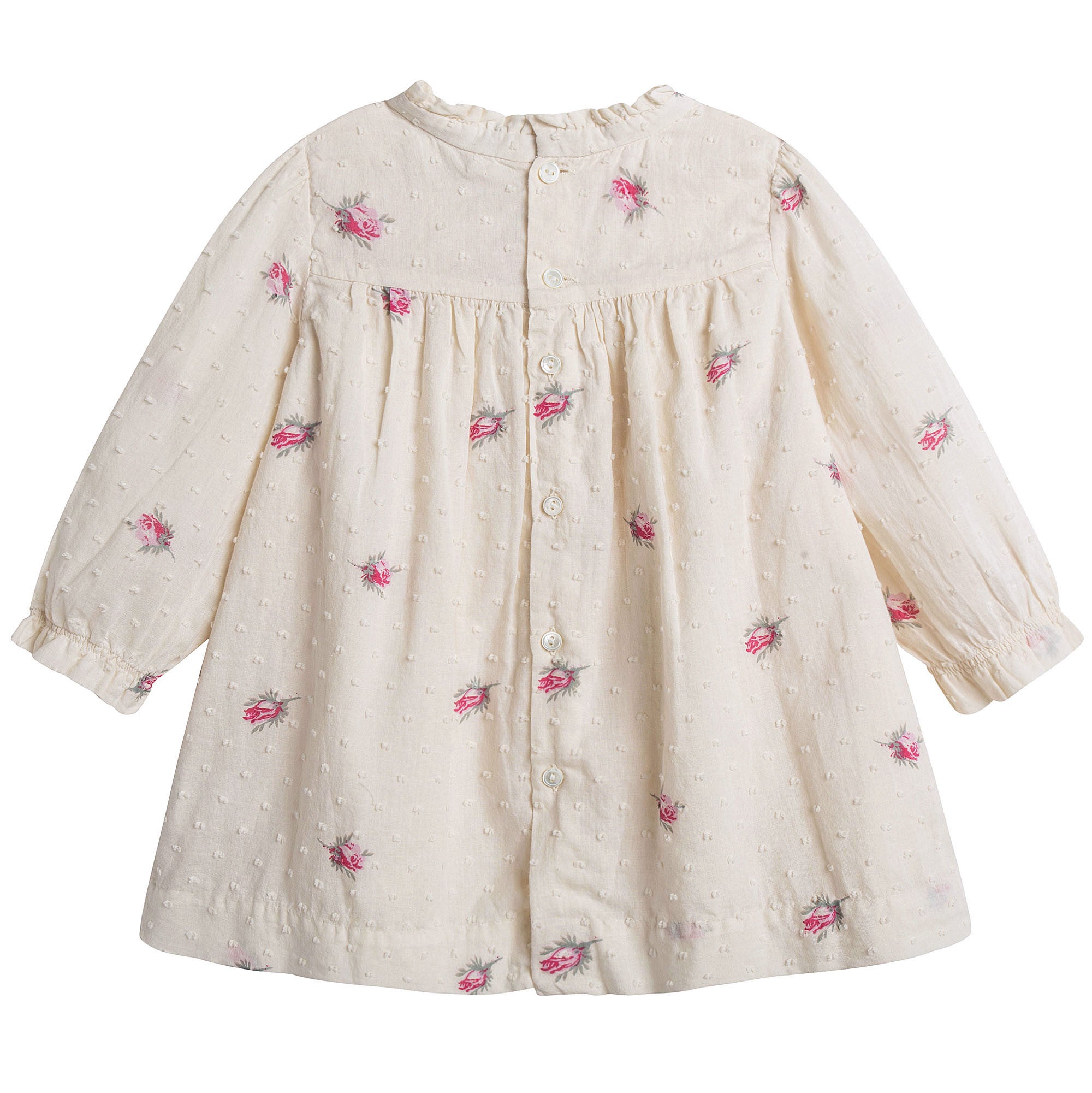 Baby Girls Lvory With Pink Flowers Dress - CÉMAROSE | Children's Fashion Store - 2