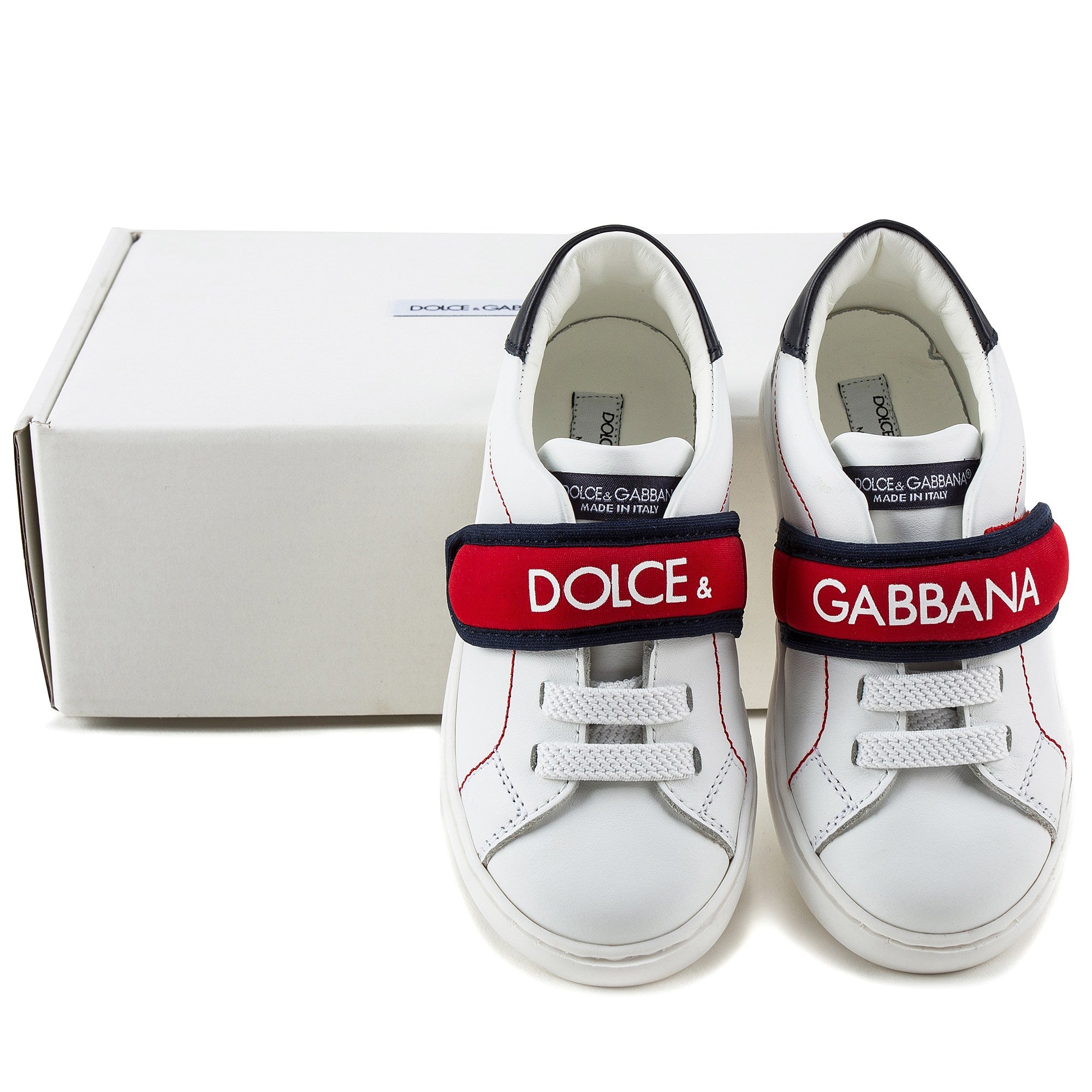 Baby Girls White Leather Whit Red Logo Shoes