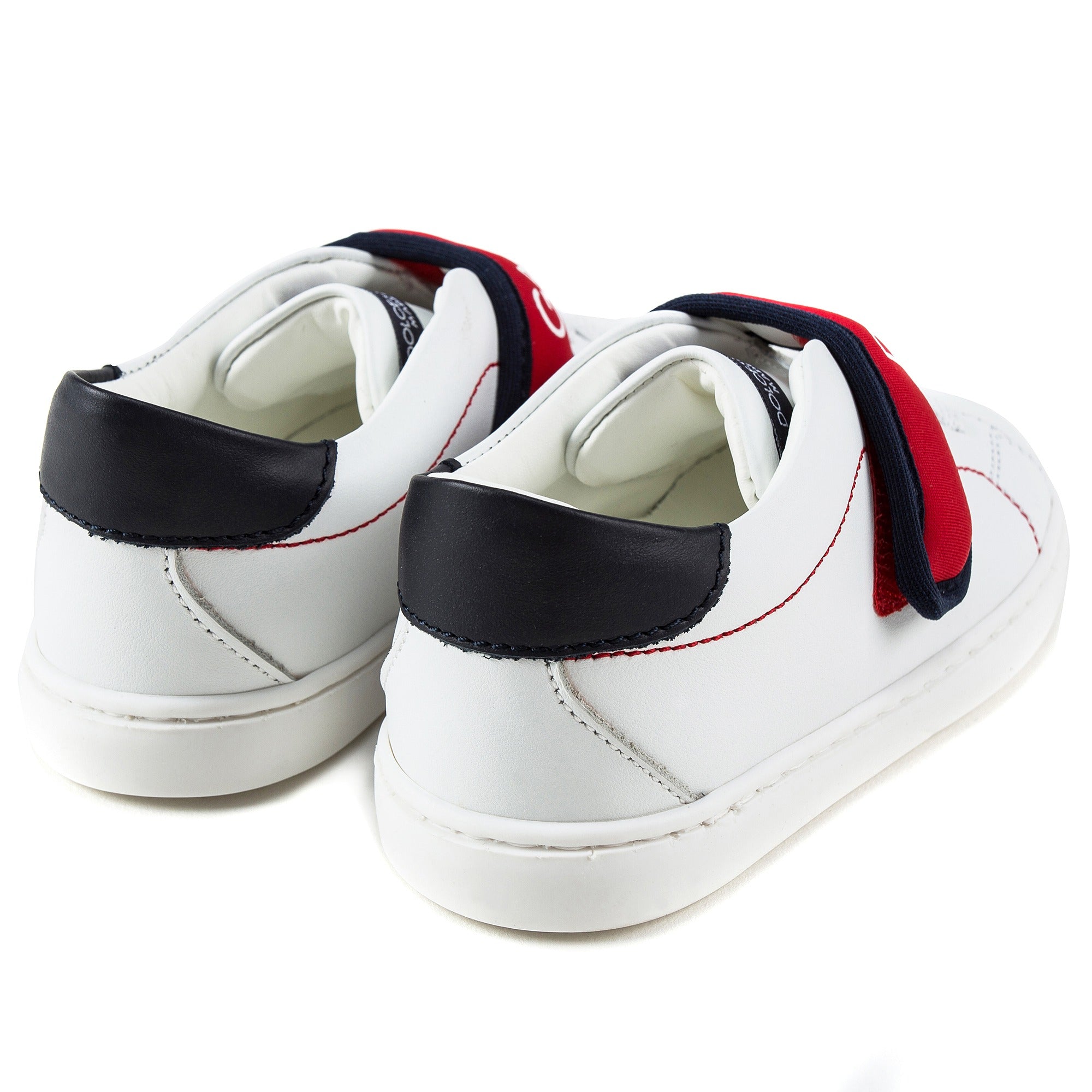 Baby Girls White Leather Whit Red Logo Shoes