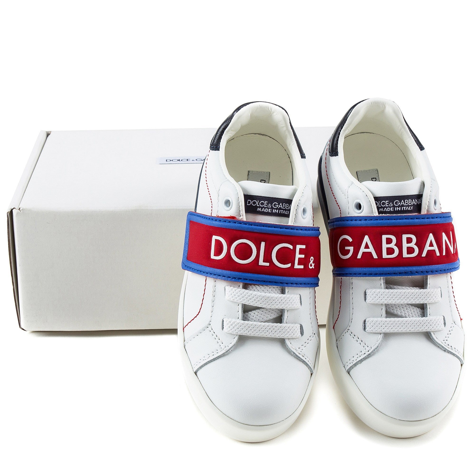 Girls White Leather Whit Red Logo Shoes