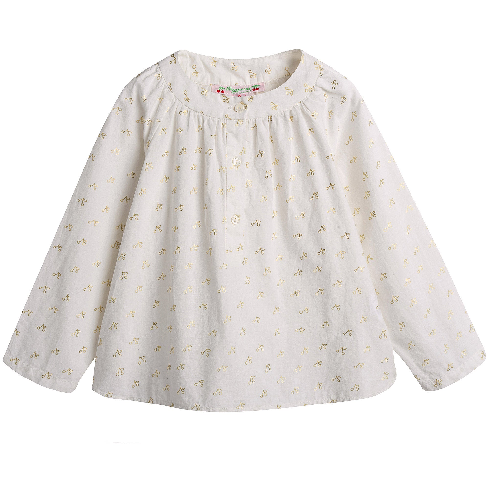 Girls White With Gold Cherry Pyjama - CÉMAROSE | Children's Fashion Store - 3