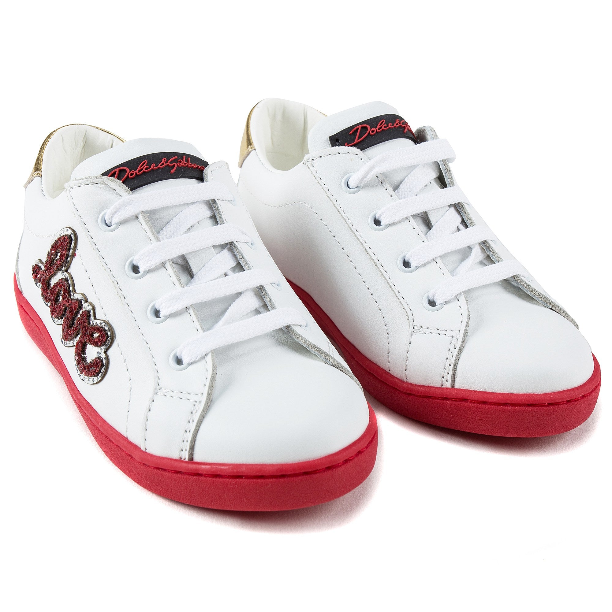 Girls White Leather "Love" Shoes