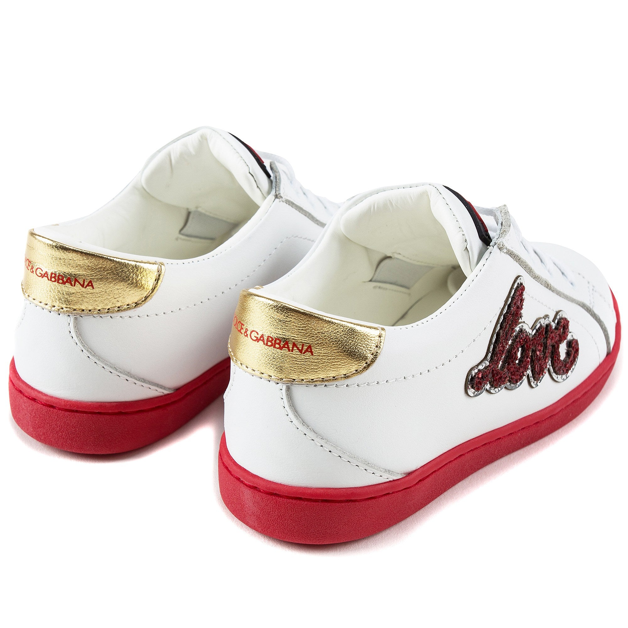 Girls White Leather "Love" Shoes