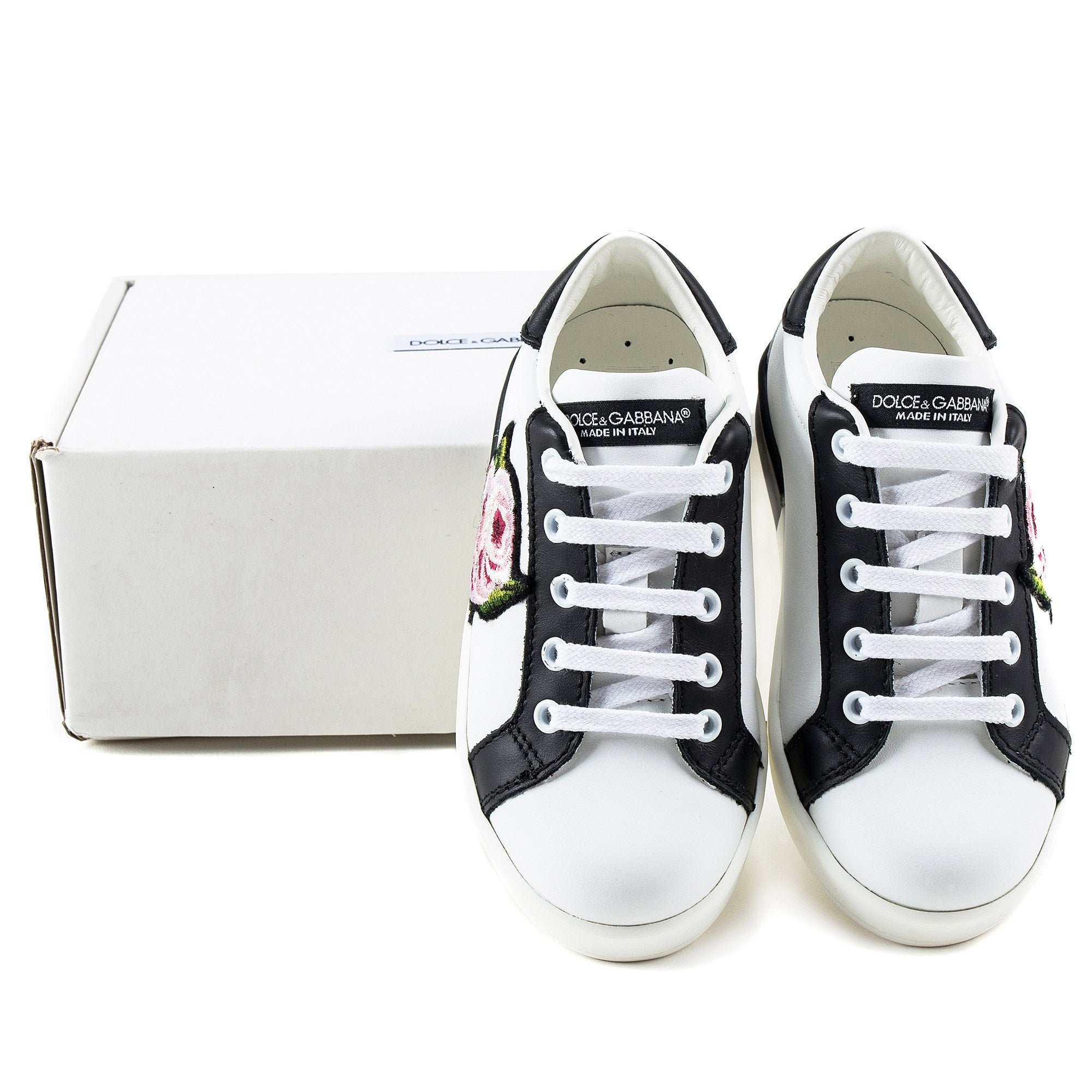 Girls White Leather Rose Shoes