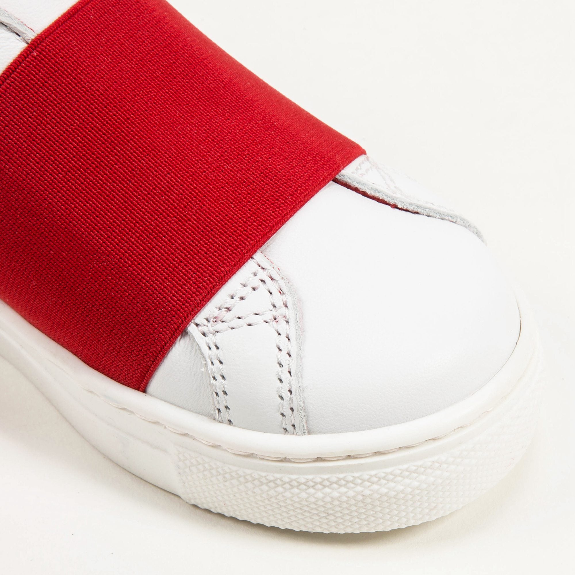 Girls White & Red Cuir  Shoes
