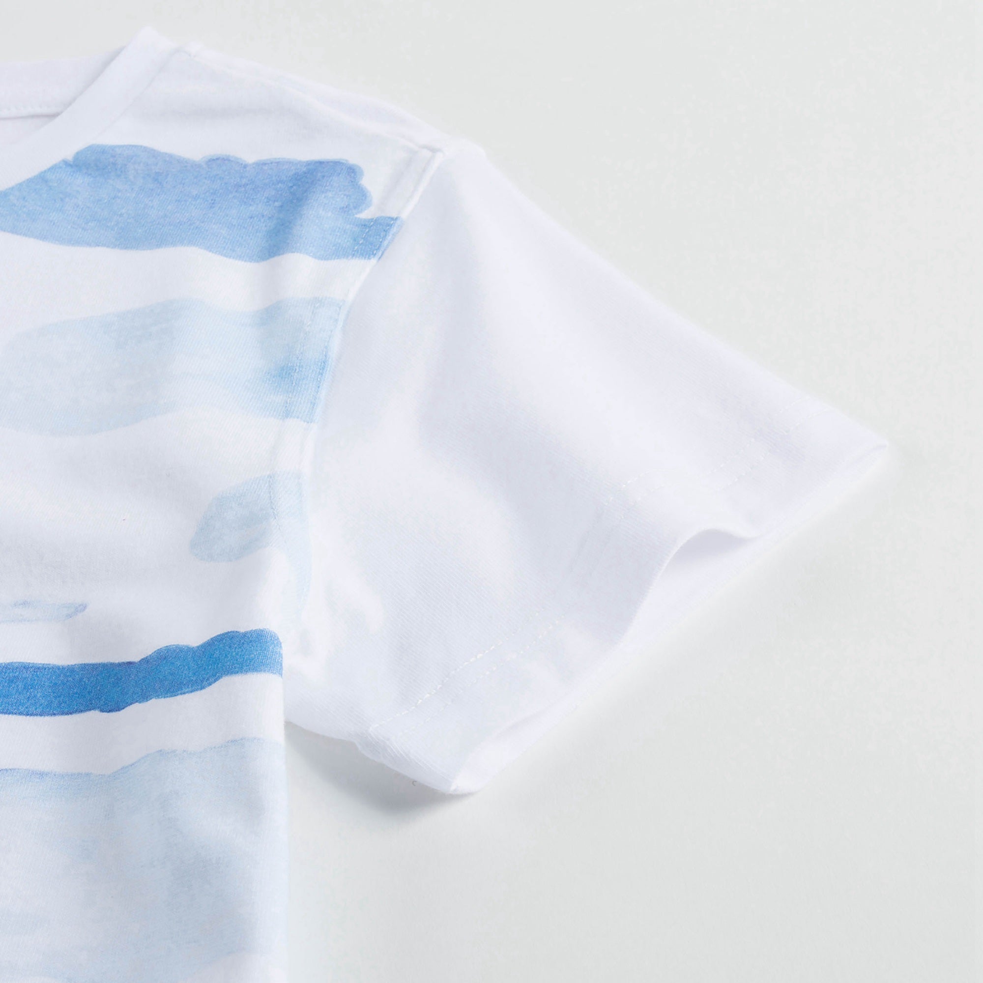 Boys White Sky Printed Cotton T-shirt