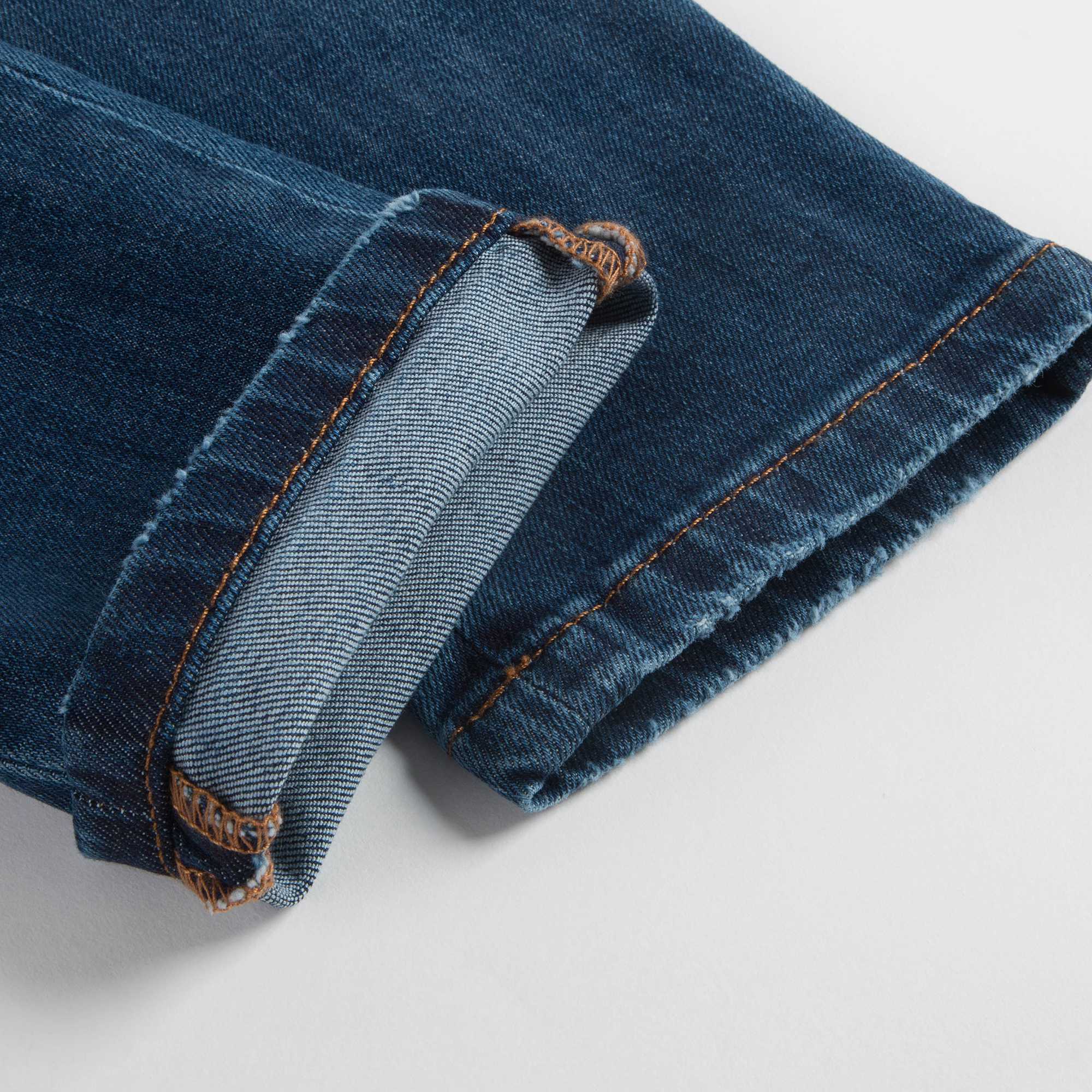 Girls Dark Blue Rose Embroidered Denim Trousers