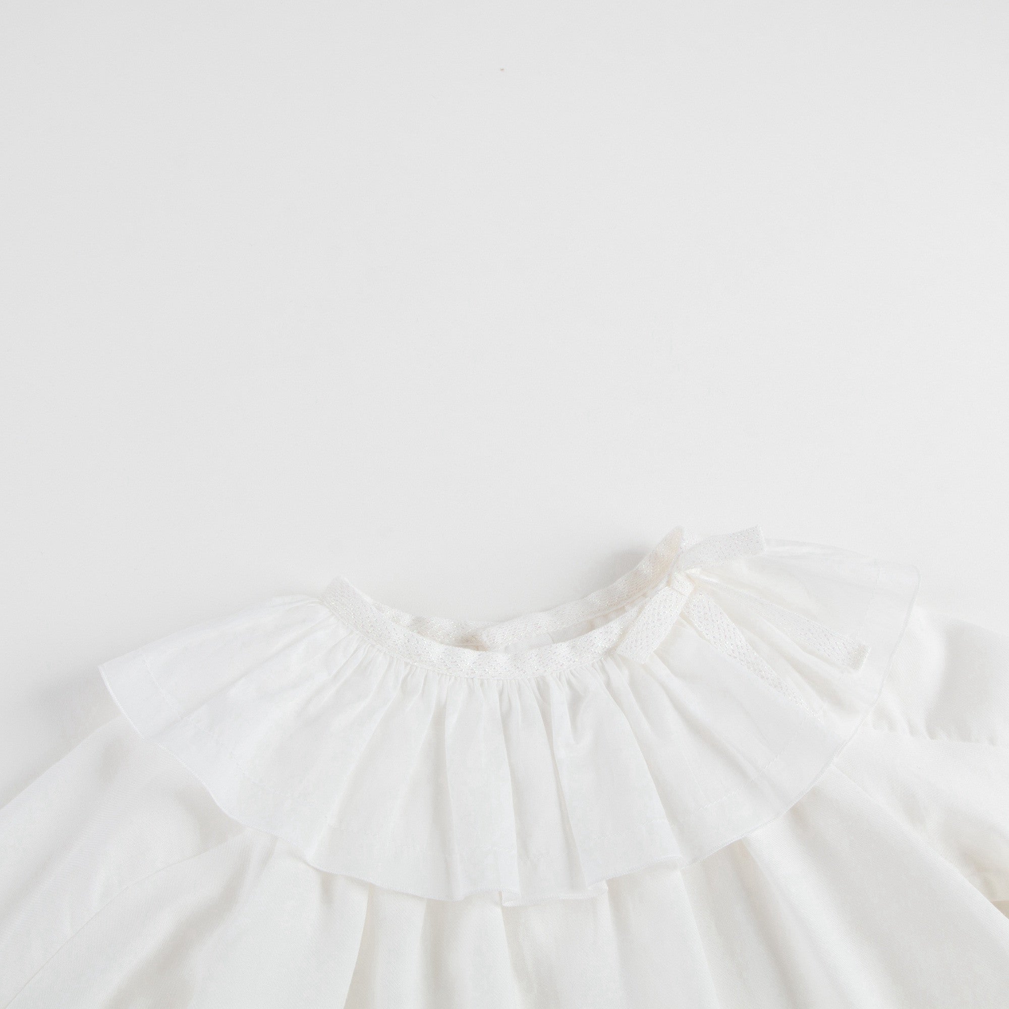 Baby Girls Ivory Cotton Blouse With Ruffle