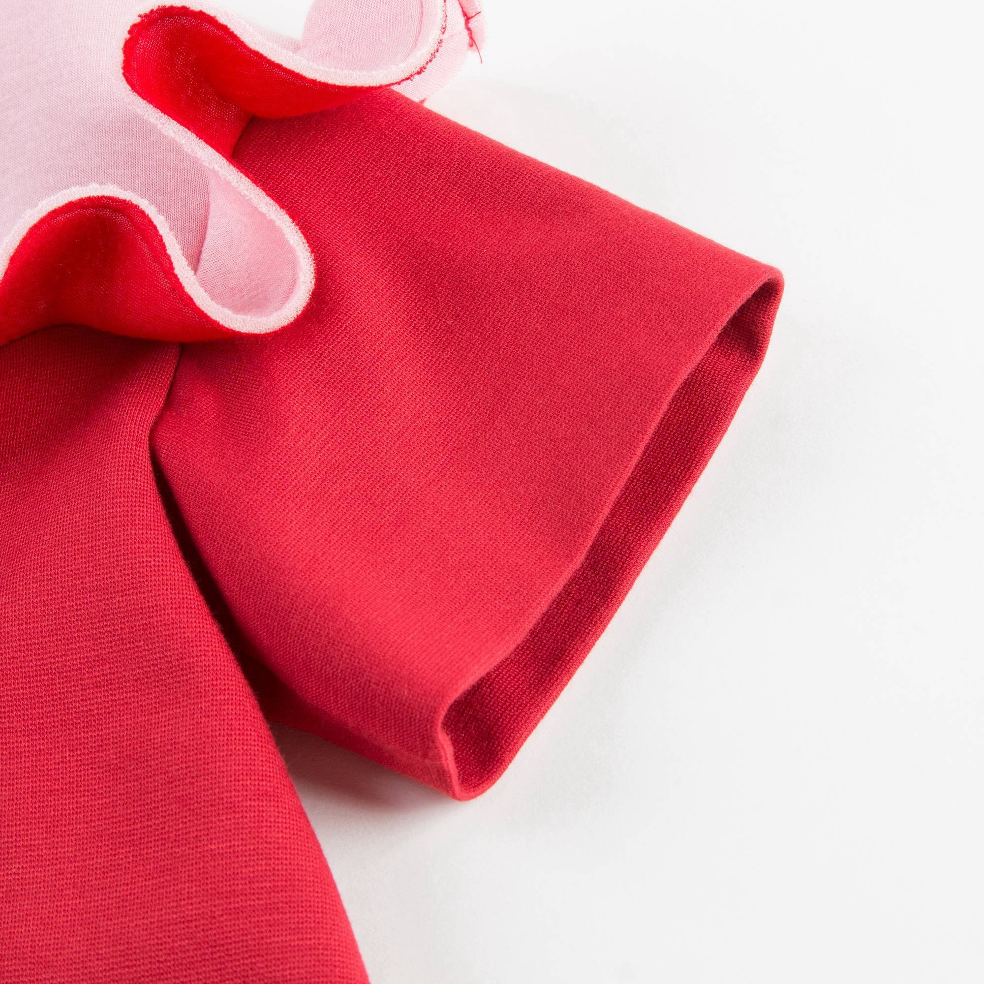 Girls Red & Pink Neoprene Dress