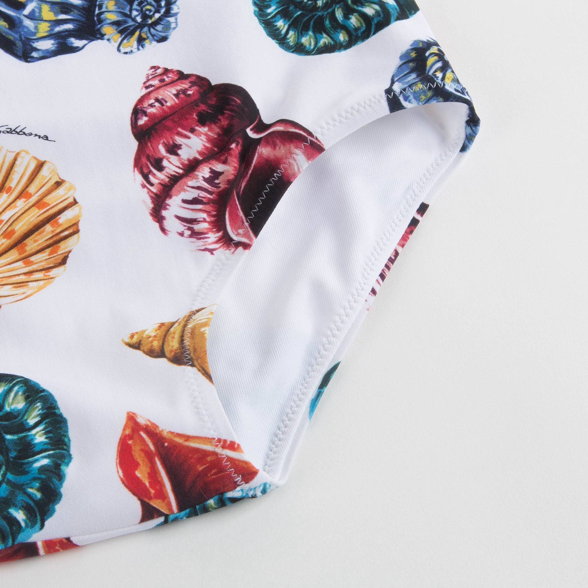Girls White Printed Swimwear