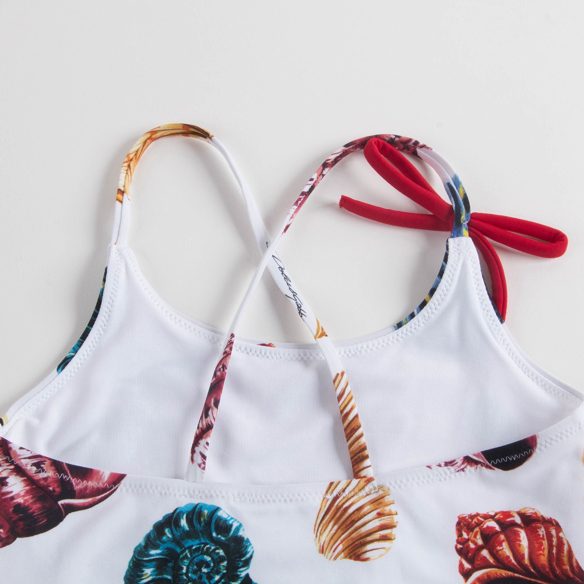 Girls White Printed Swimwear